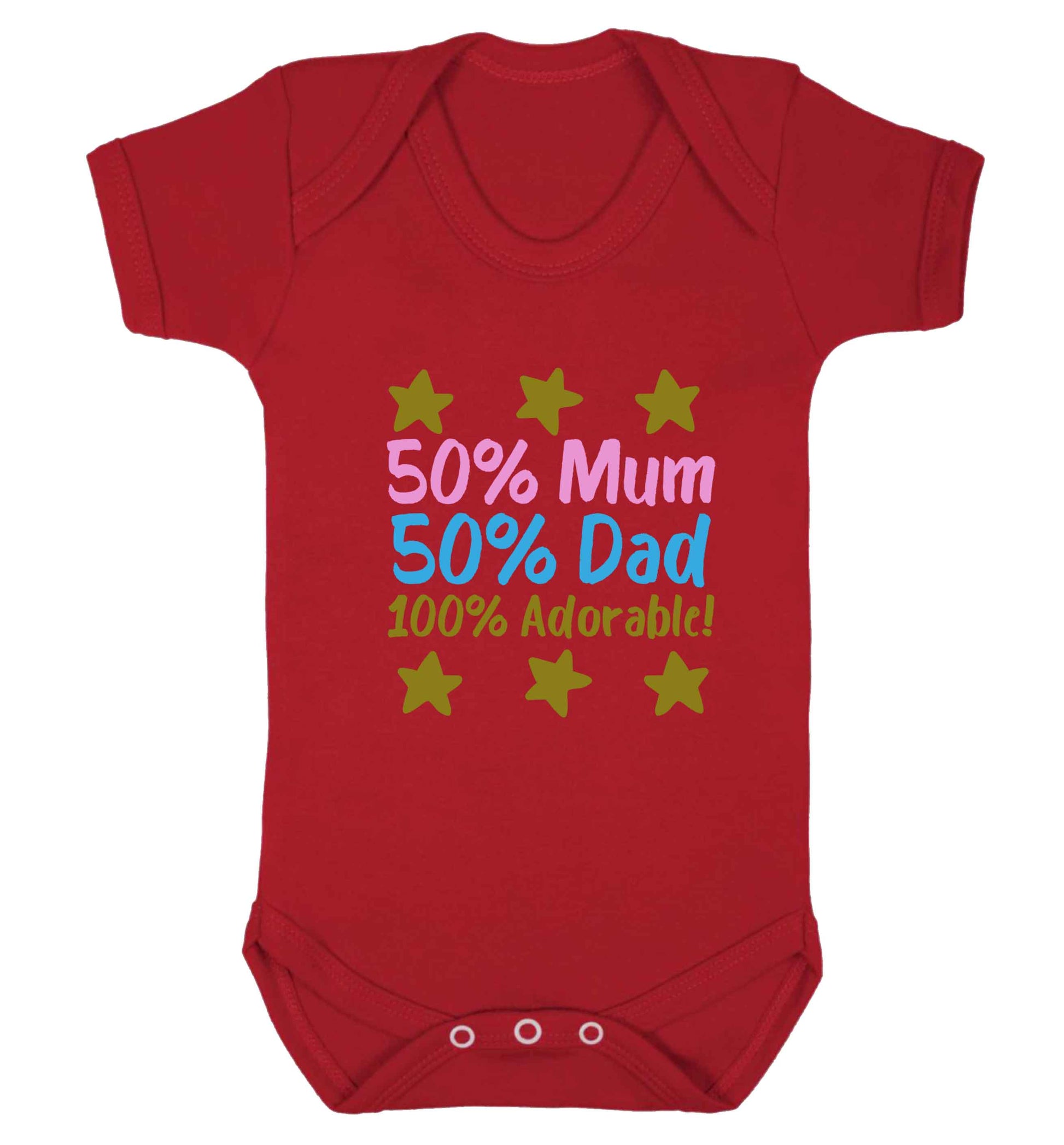 50% mum 50% dad 100% adorable baby vest red 18-24 months