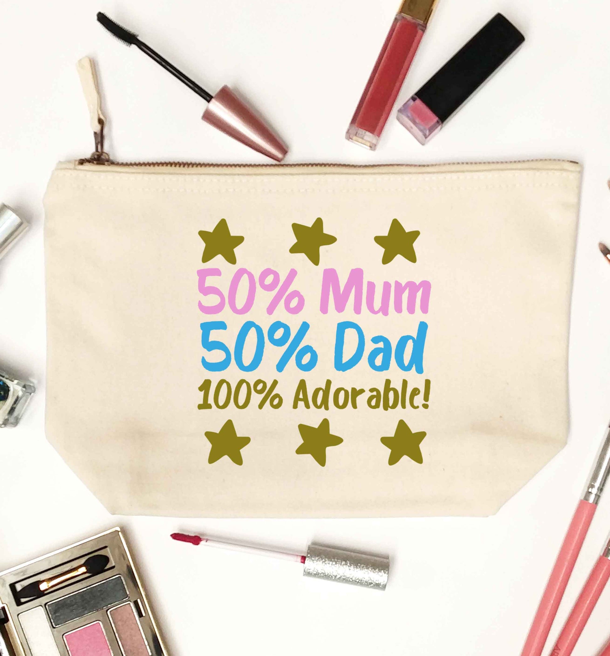50% mum 50% dad 100% adorable natural makeup bag