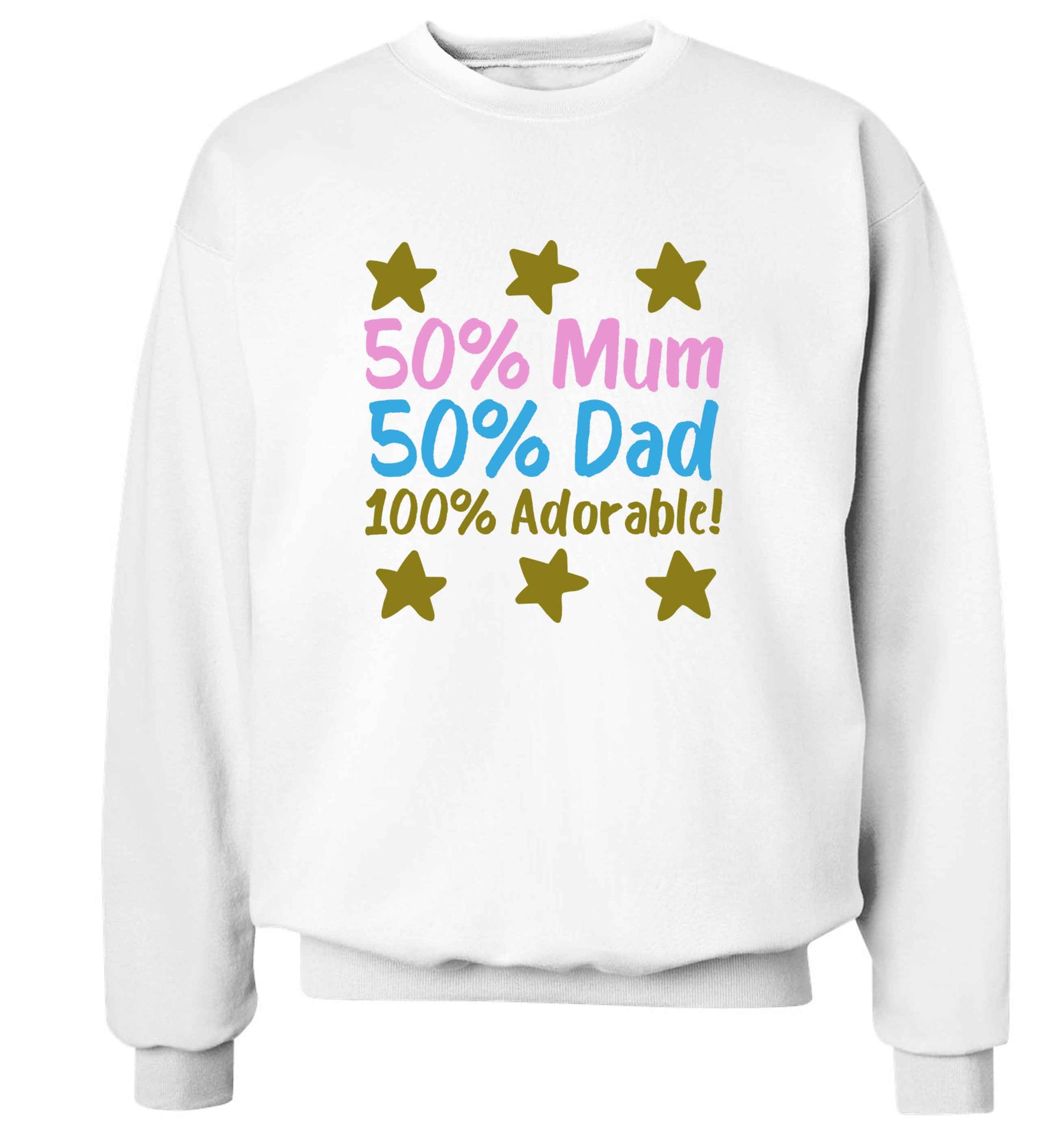 50% mum 50% dad 100% adorable adult's unisex white sweater 2XL