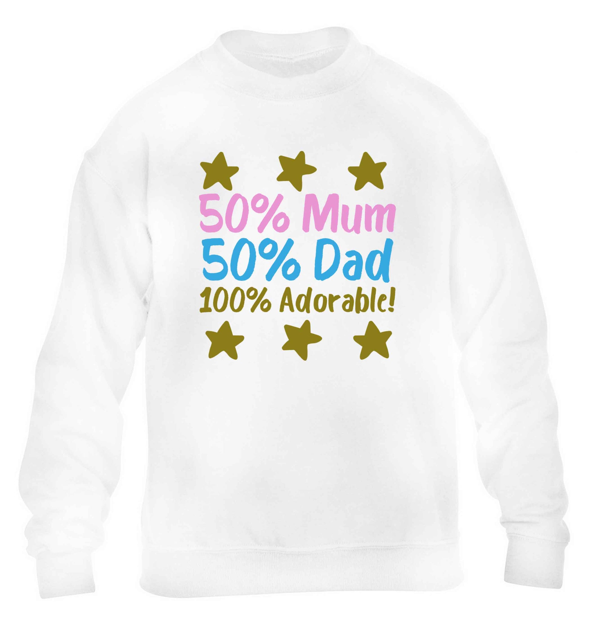 50% mum 50% dad 100% adorable children's white sweater 12-13 Years