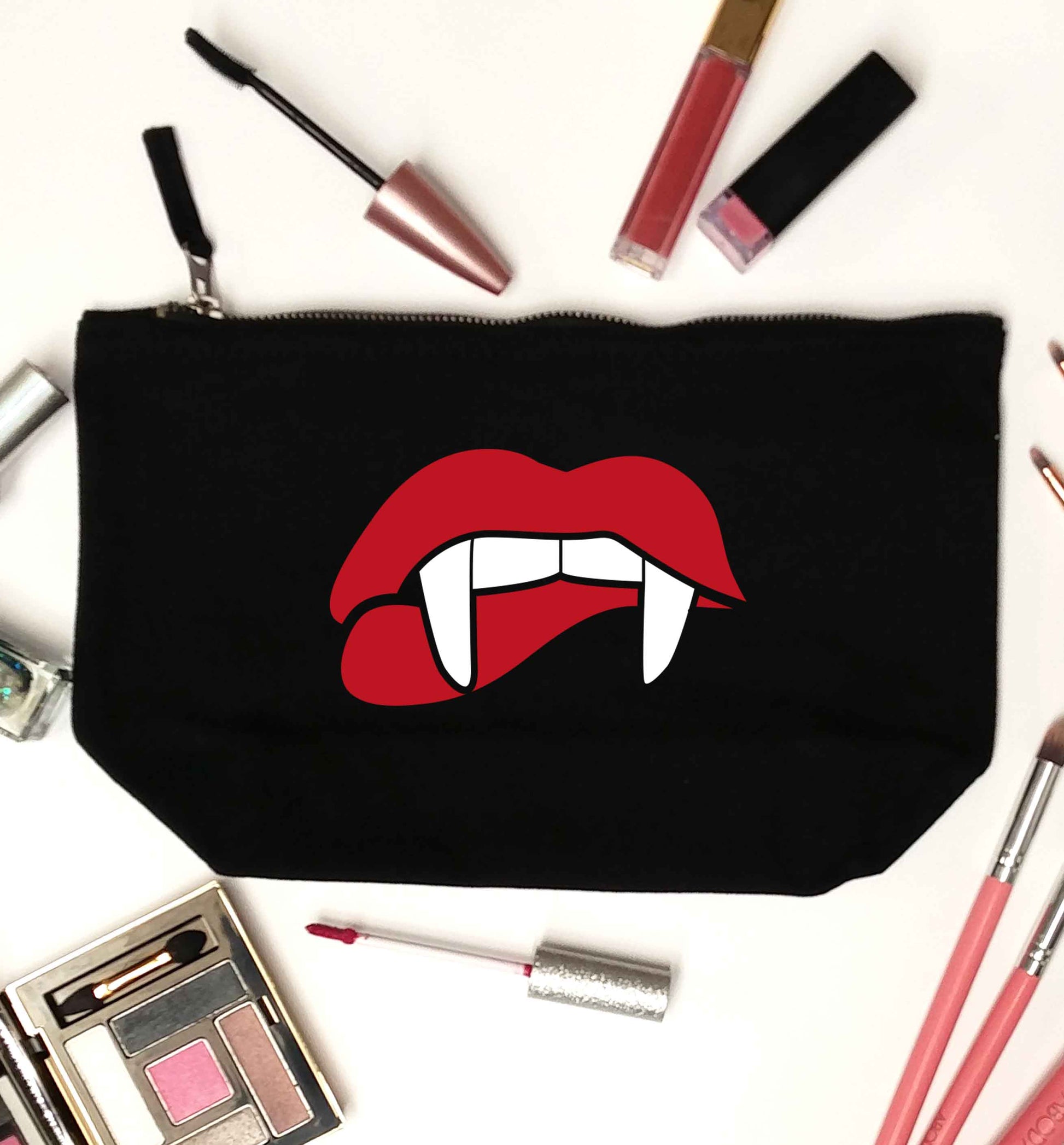 Vampire fangs black makeup bag