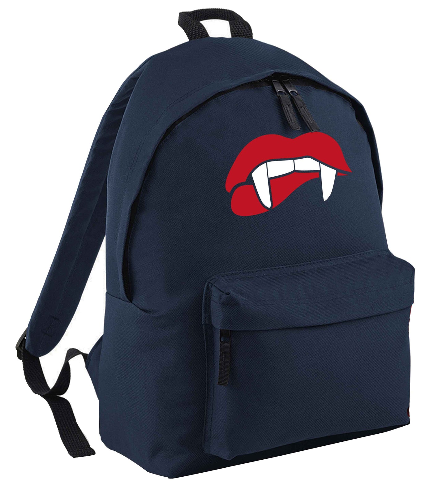 Vampire fangs navy adults backpack