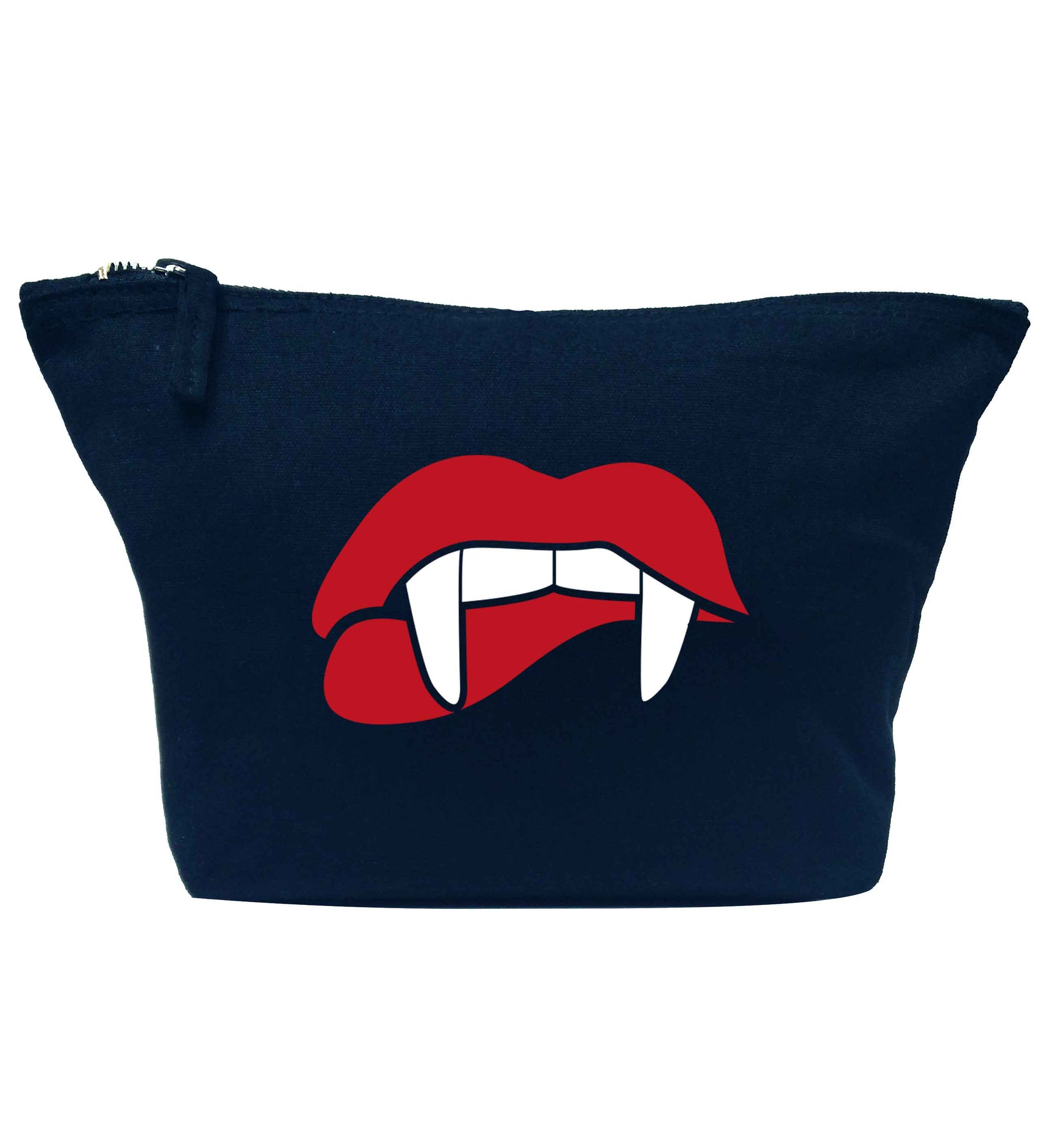 Vampire fangs navy makeup bag
