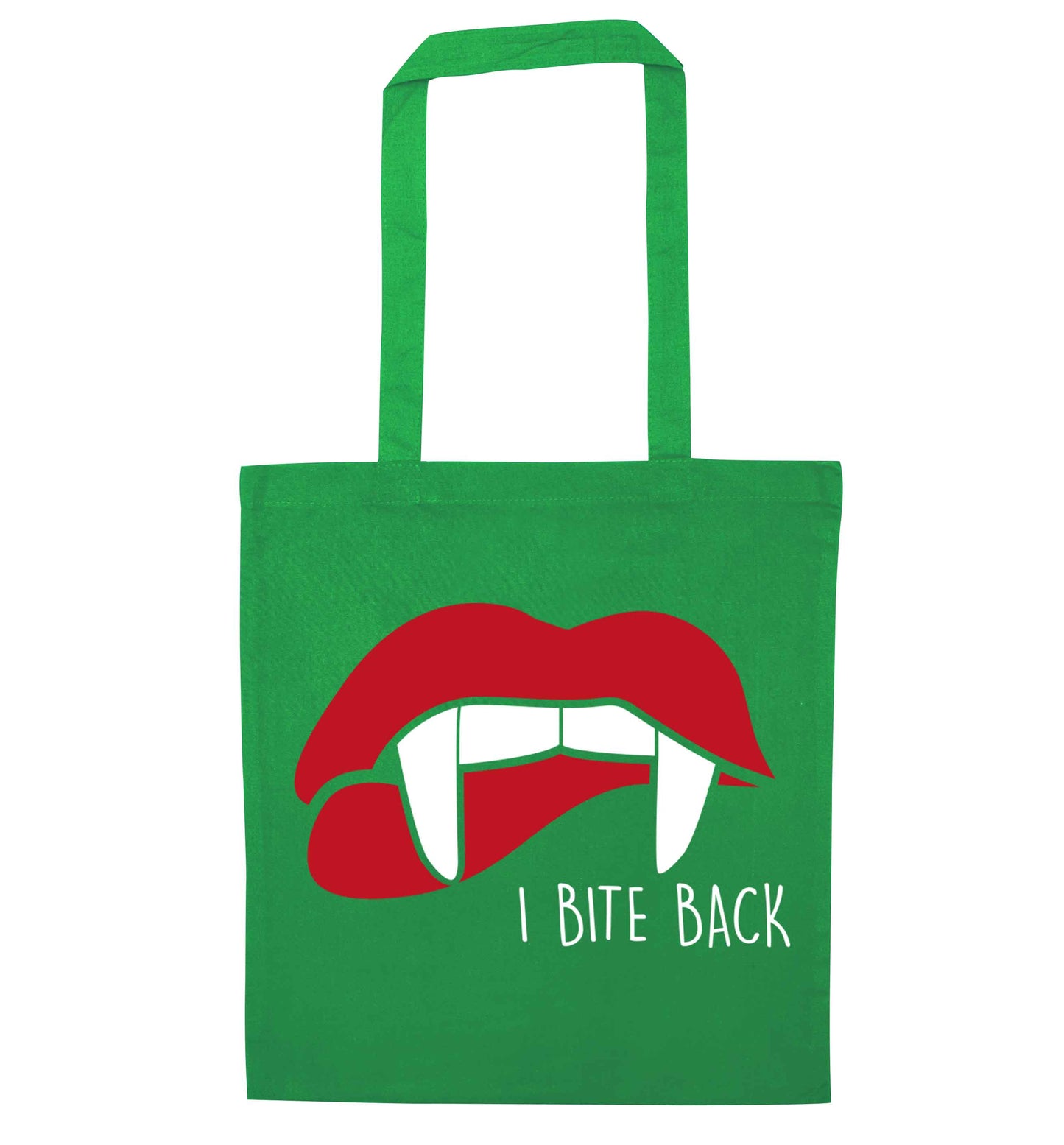 I bite back green tote bag