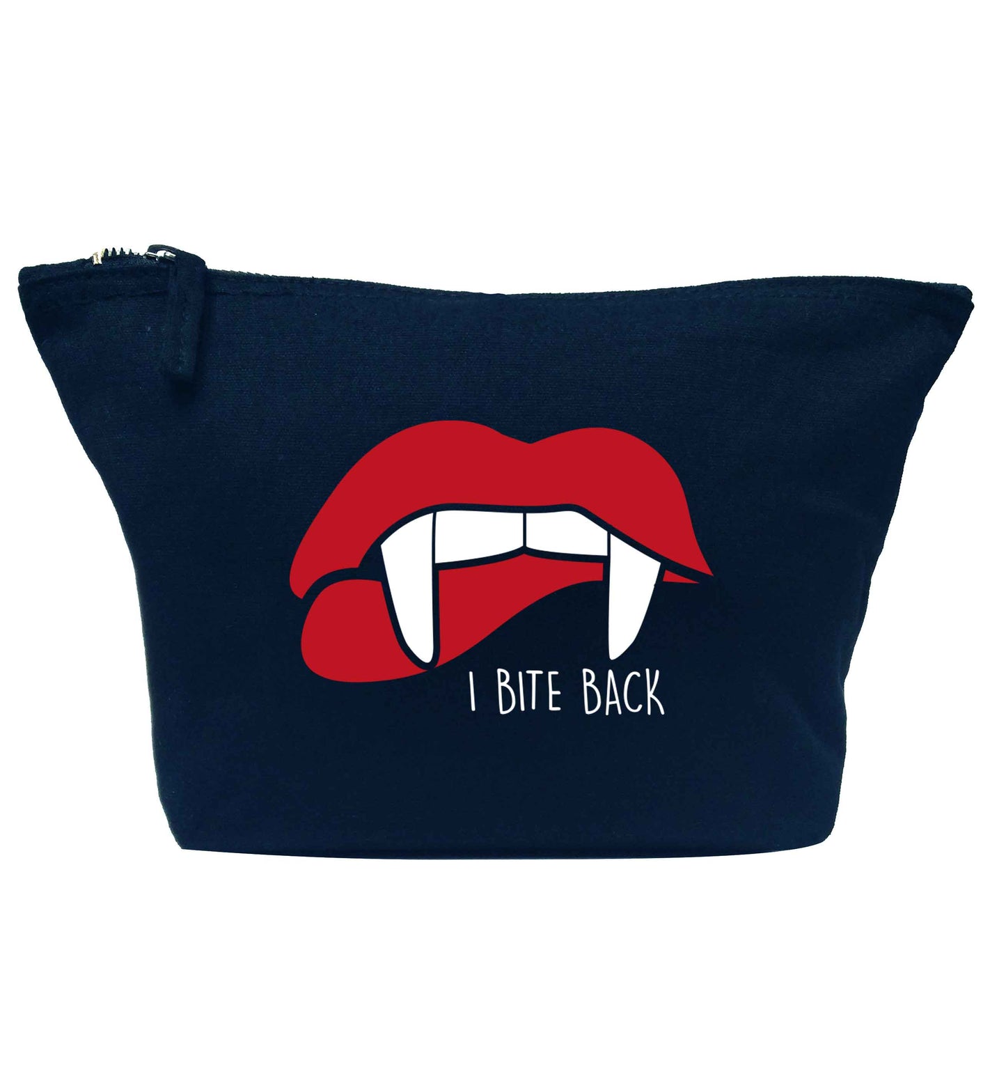 I bite back navy makeup bag