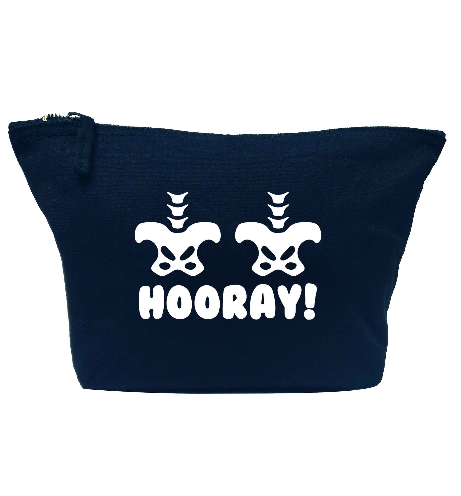 Hip Hip Hooray! navy makeup bag