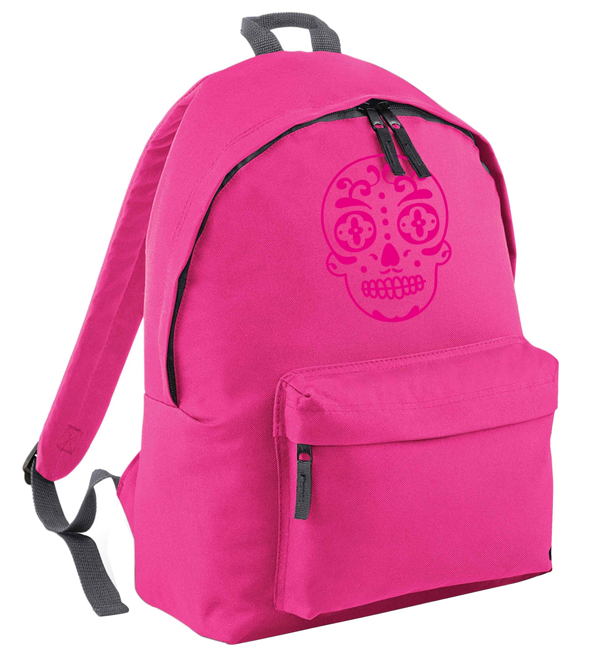 Neon pink sugar skull pink adults backpack