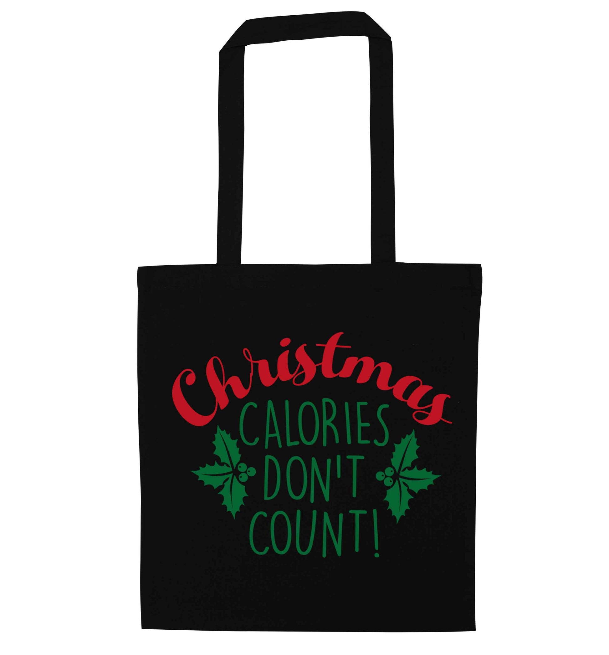 Christmas calories don't count black tote bag