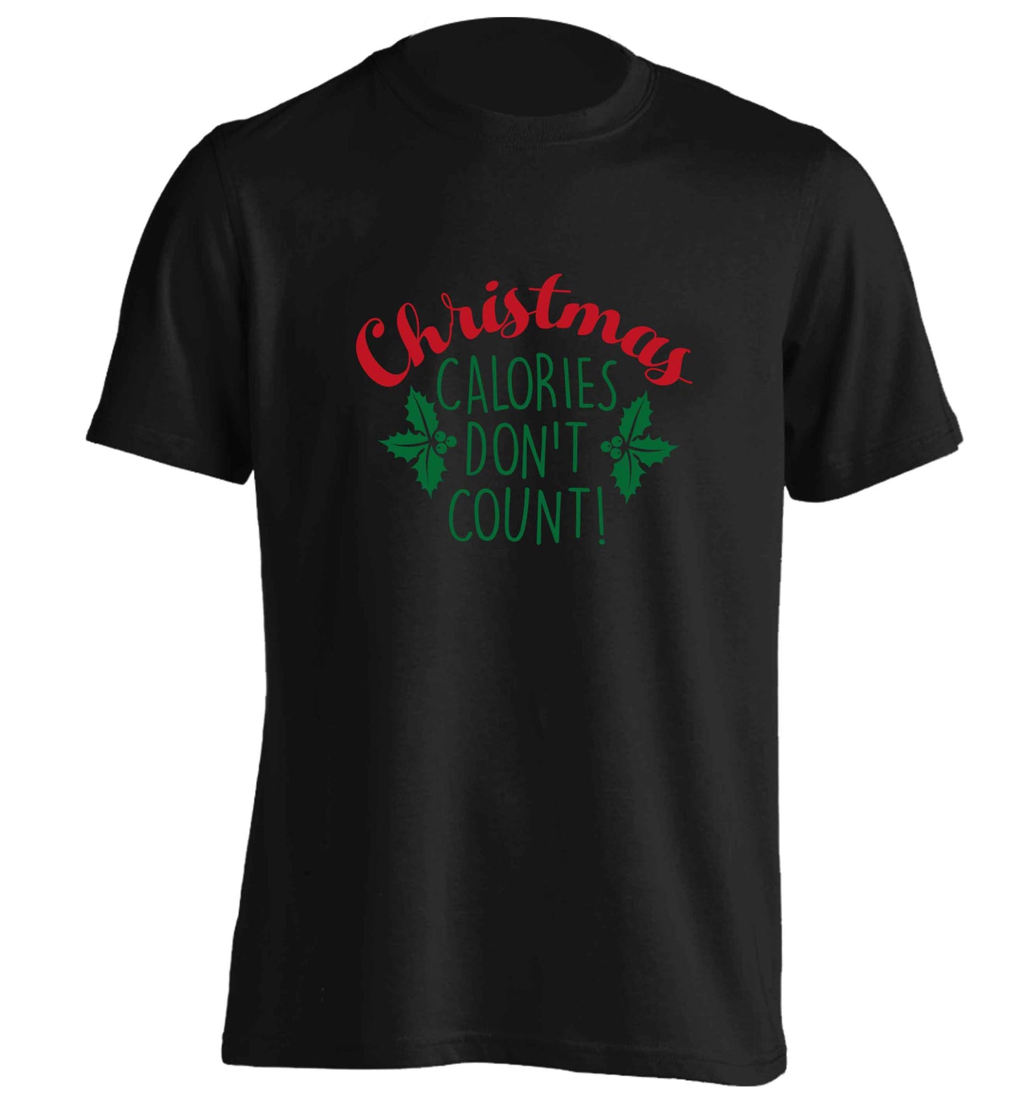 Christmas calories don't count adults unisex black Tshirt 2XL
