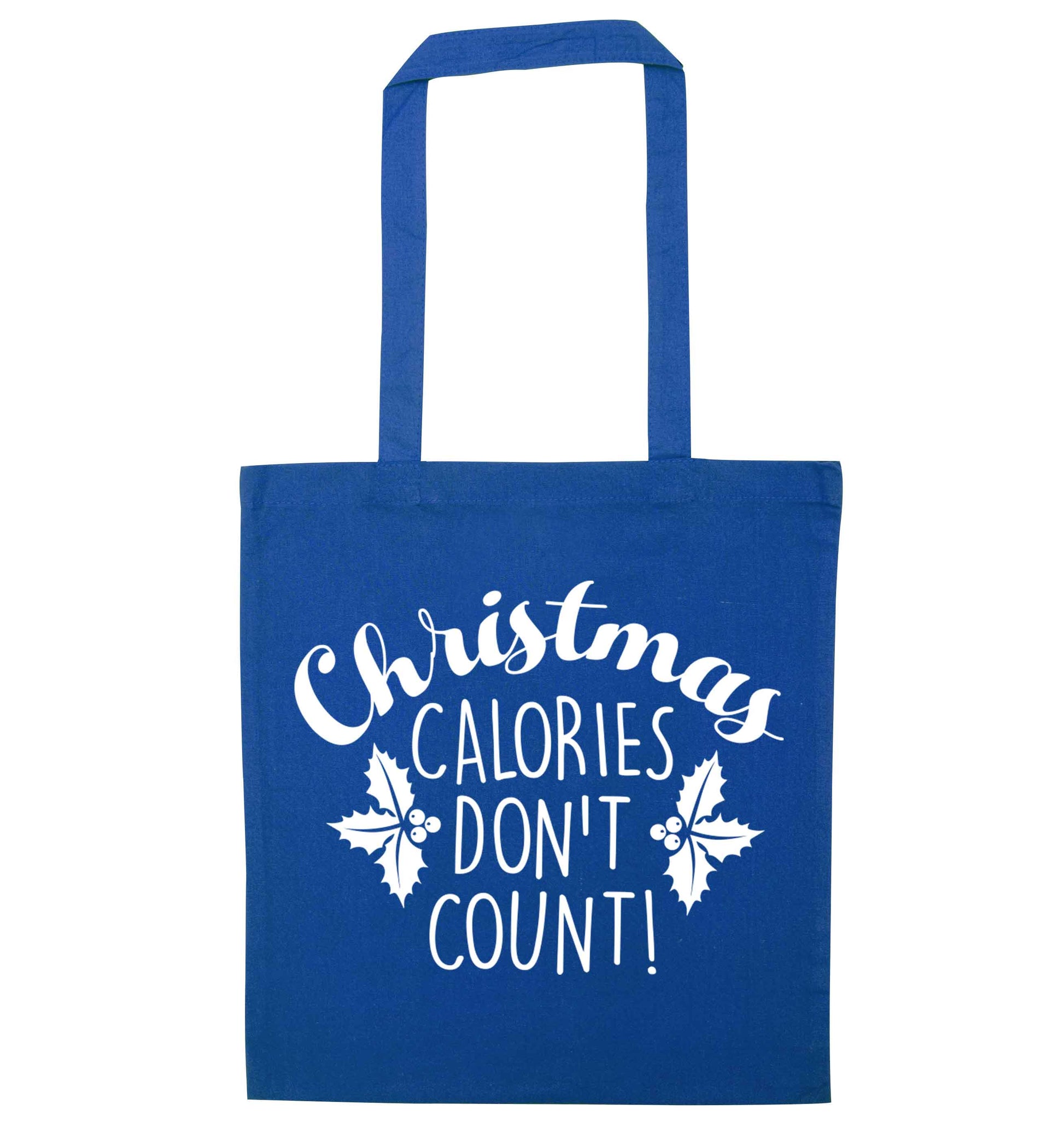 Christmas calories don't count blue tote bag