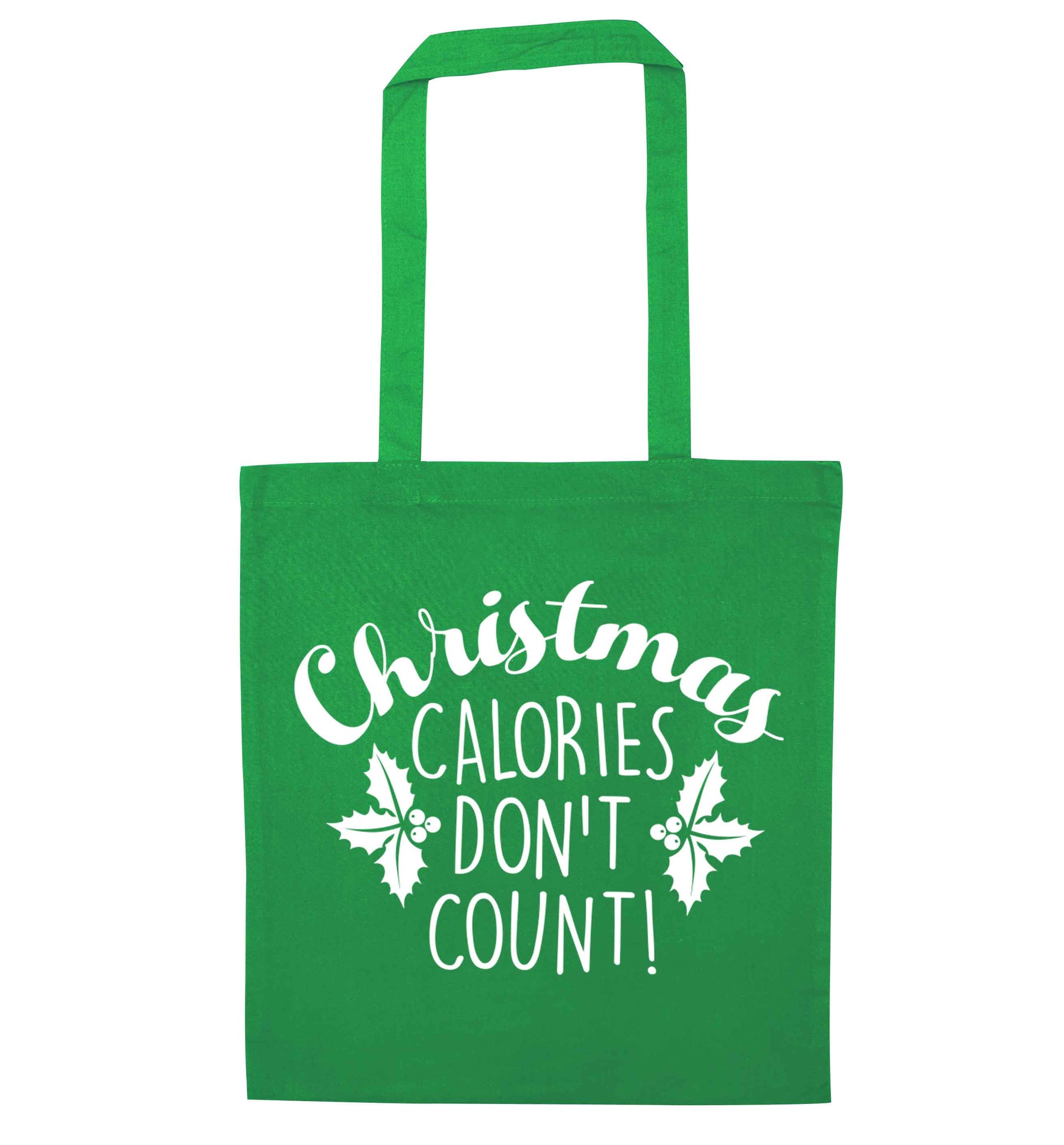 Christmas calories don't count green tote bag