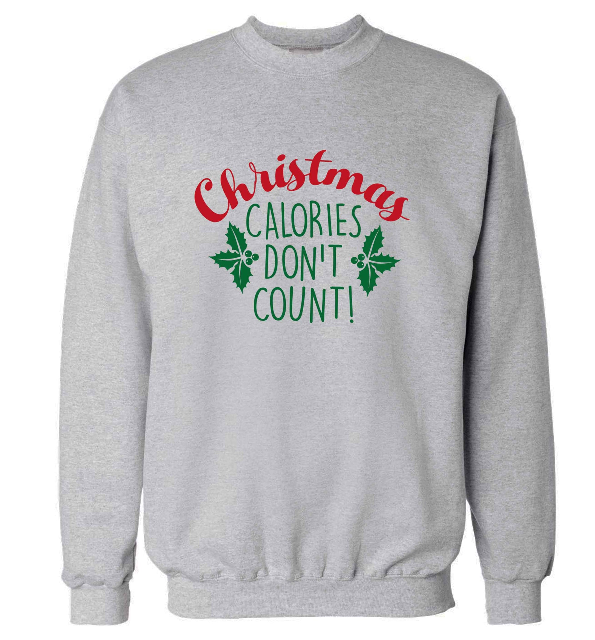 Christmas calories don't count adult's unisex grey sweater 2XL