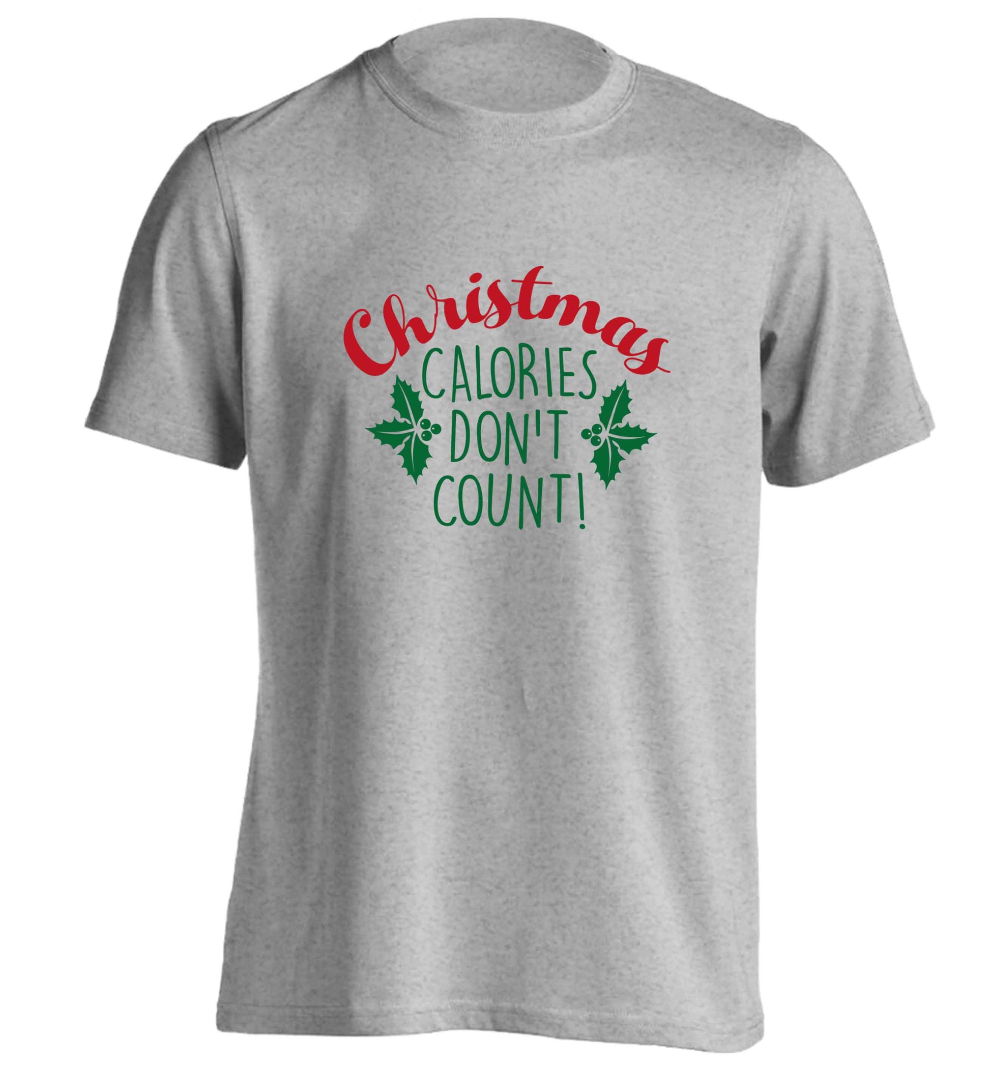 Christmas calories don't count adults unisex grey Tshirt 2XL