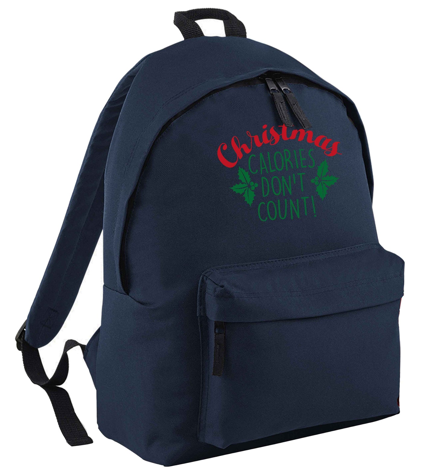 Christmas calories don't count navy adults backpack
