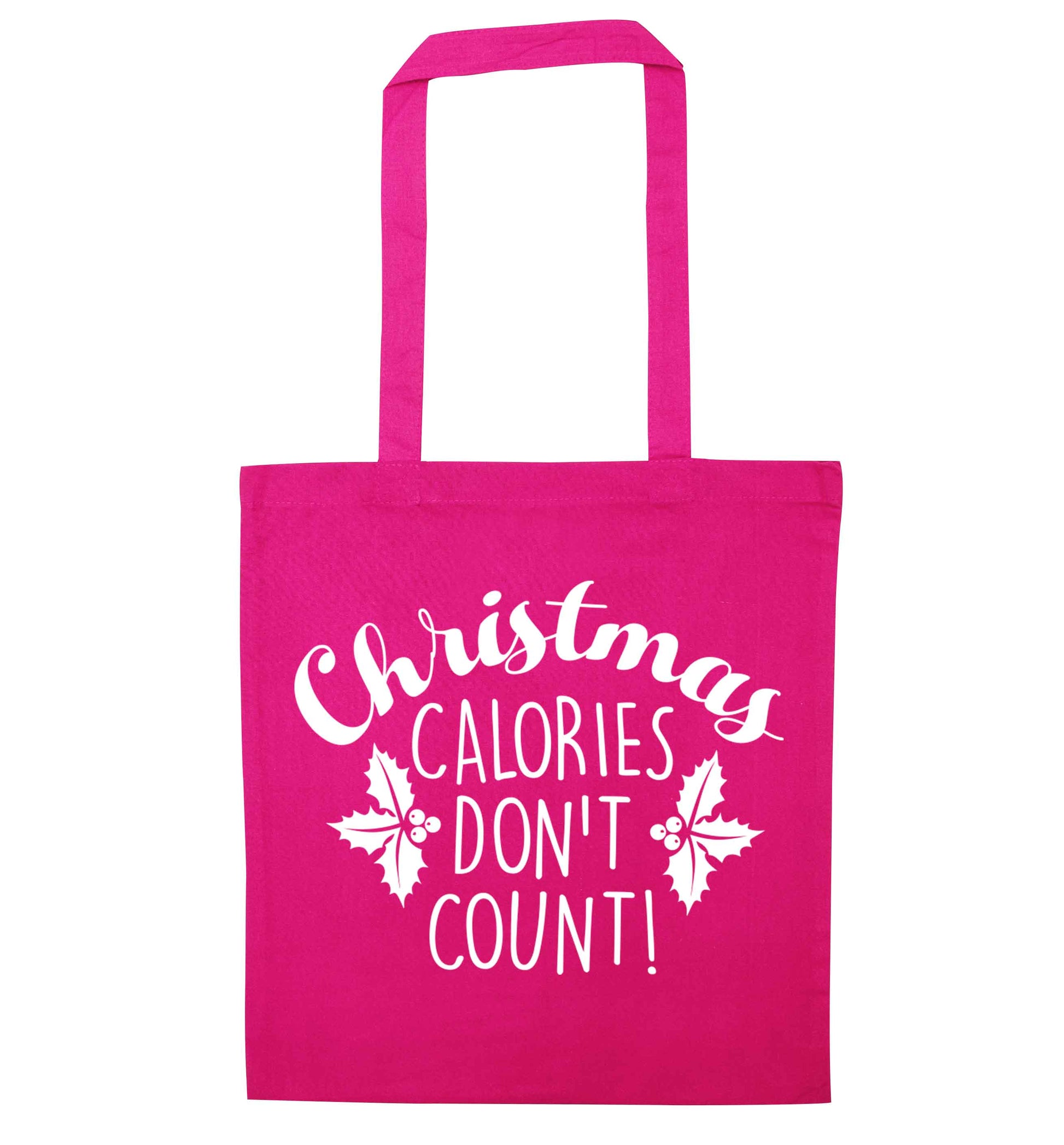 Christmas calories don't count pink tote bag