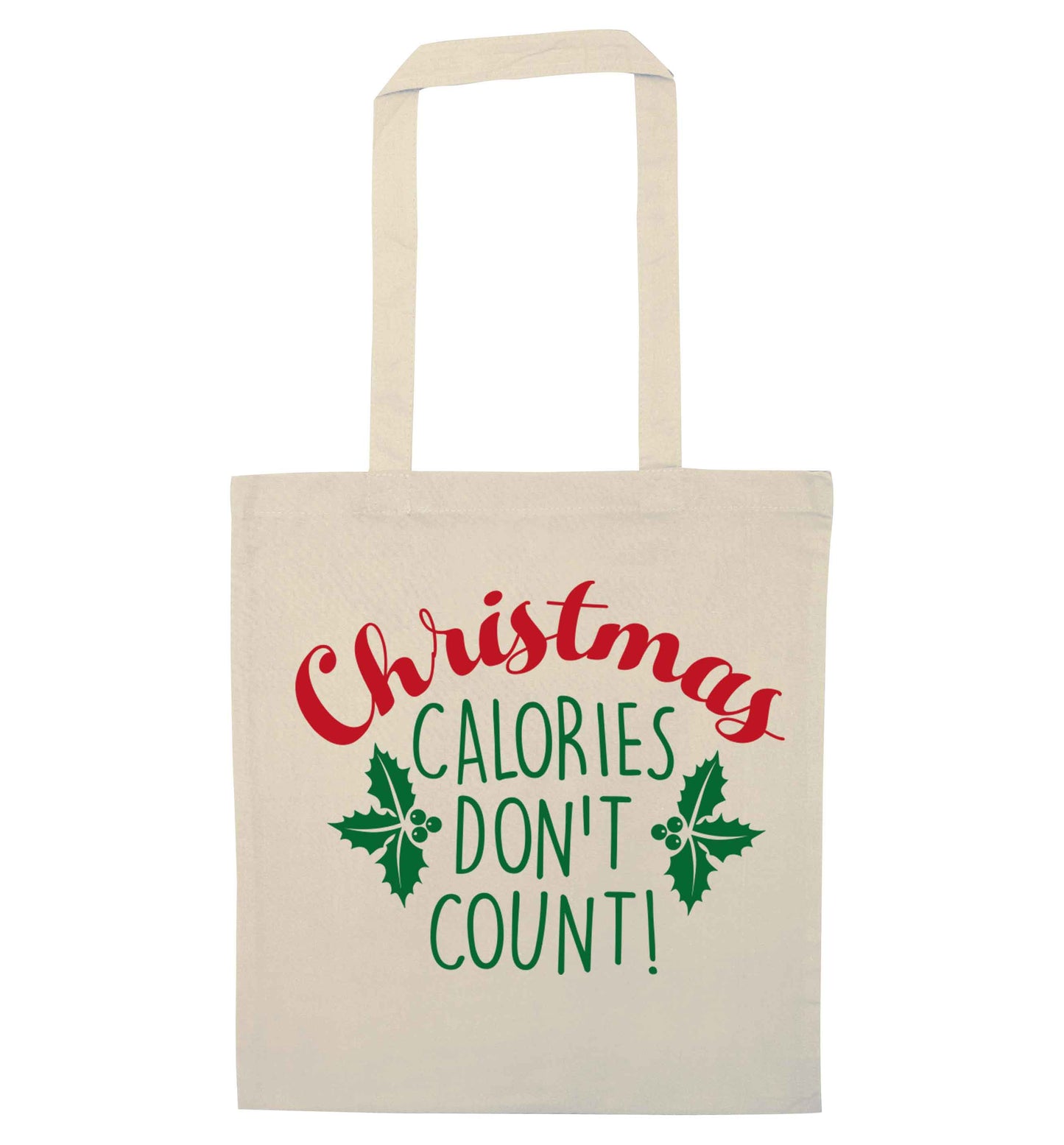 Christmas calories don't count natural tote bag