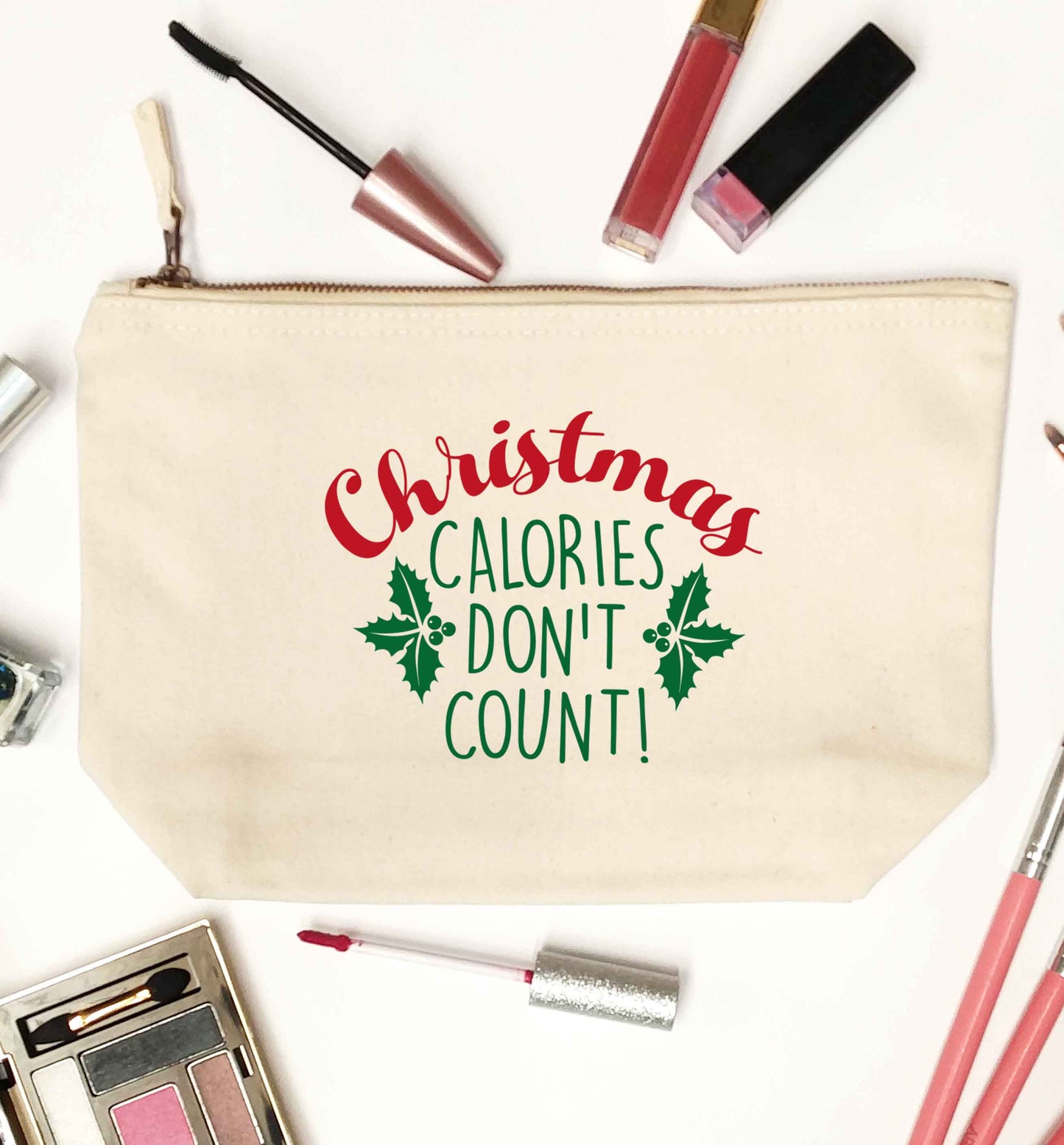 Christmas calories don't count natural makeup bag