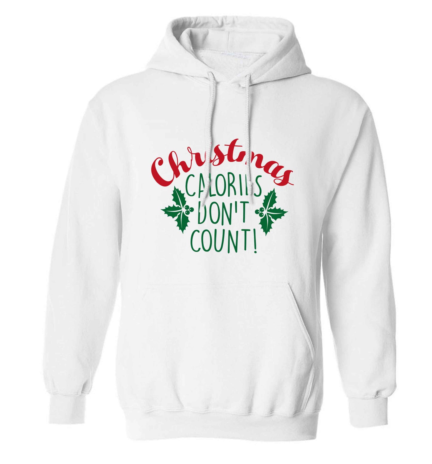 Christmas calories don't count adults unisex white hoodie 2XL