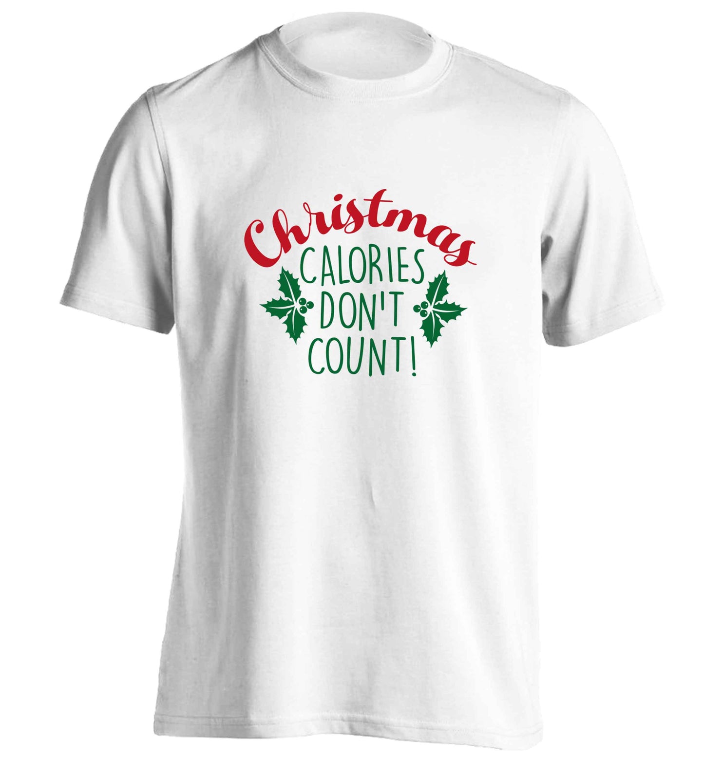 Christmas calories don't count adults unisex white Tshirt 2XL