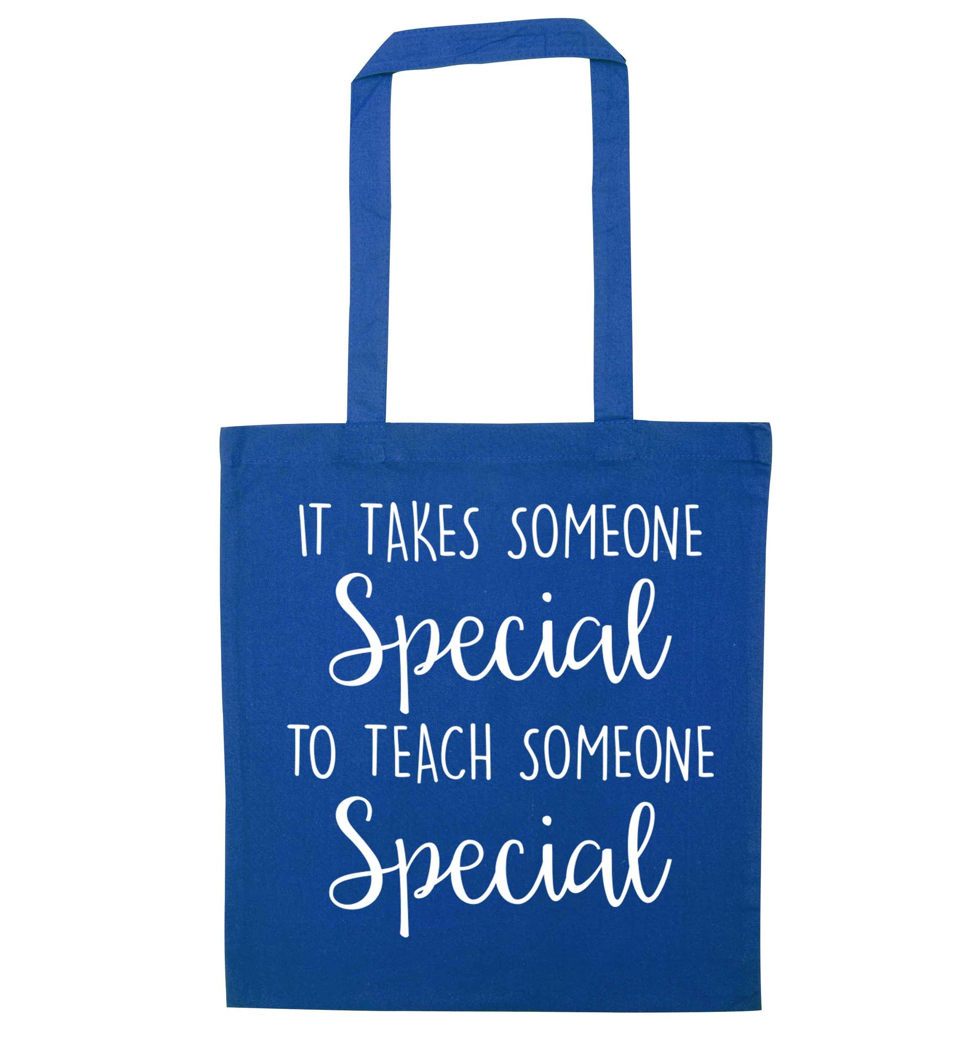 It takes someone special to teach someone special blue tote bag