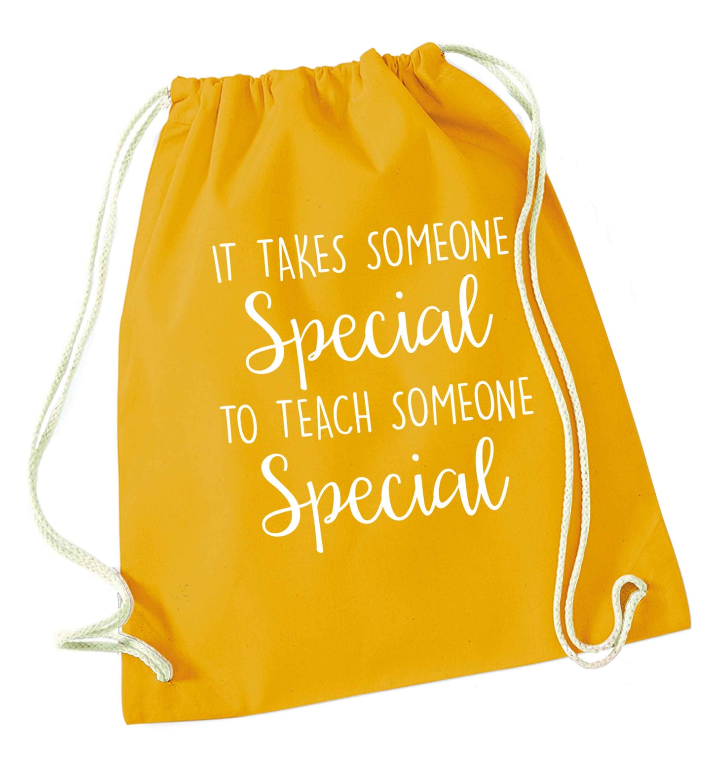 It takes someone special to teach someone special mustard drawstring bag