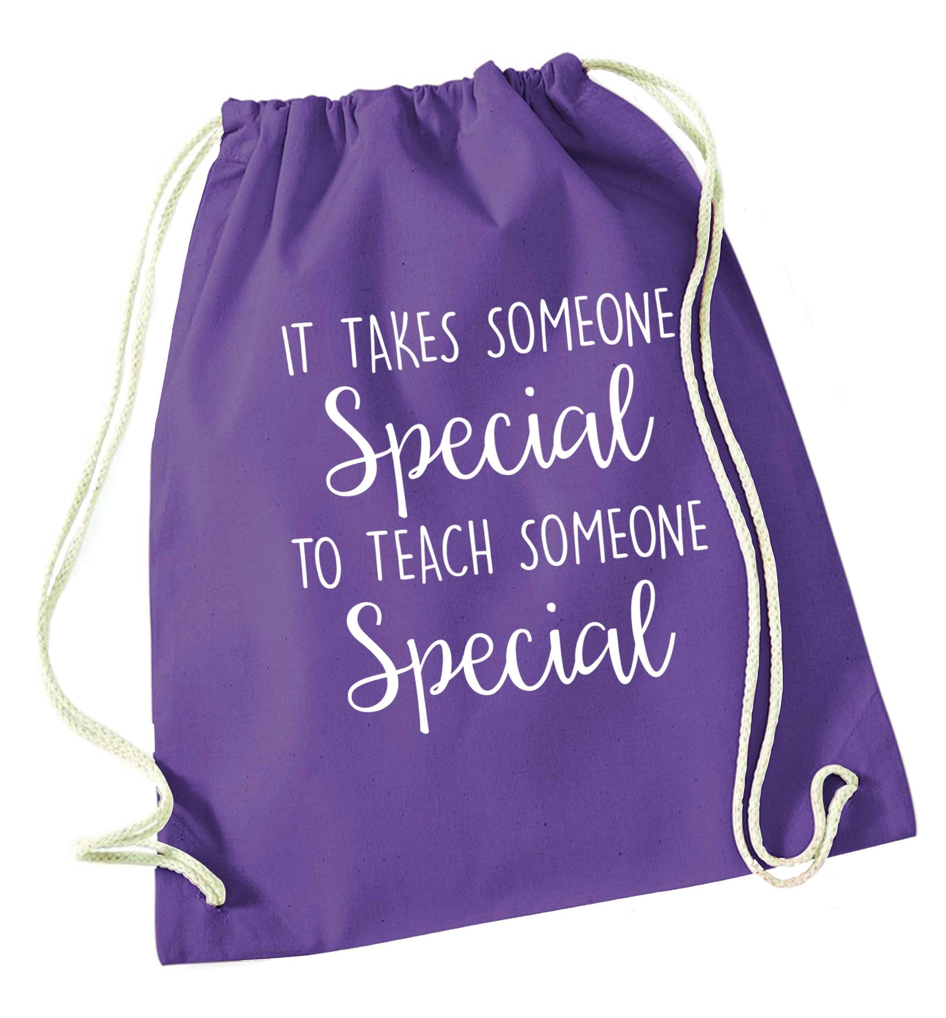 It takes someone special to teach someone special purple drawstring bag