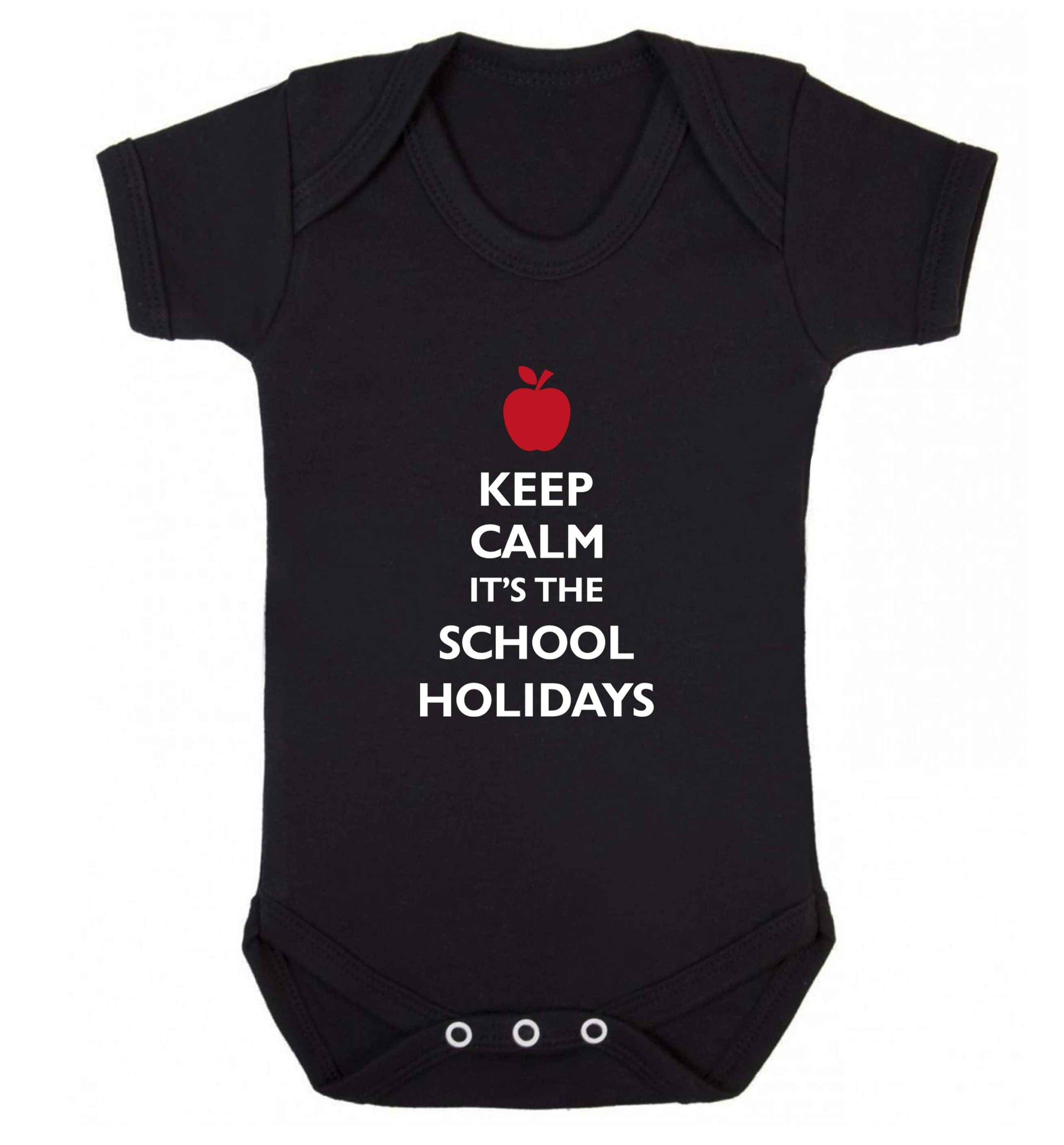 Keep calm it's the school holidays baby vest black 18-24 months