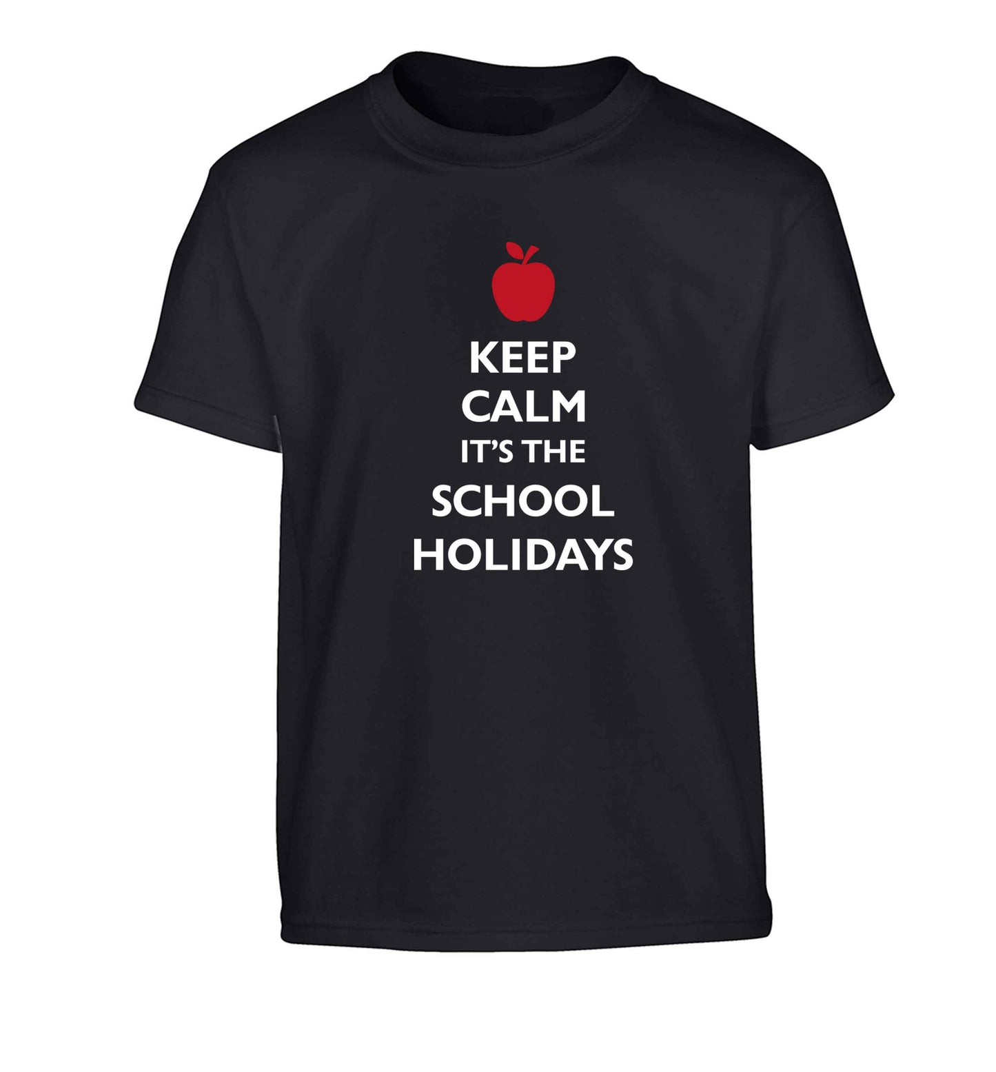 Keep calm it's the school holidays Children's black Tshirt 12-13 Years