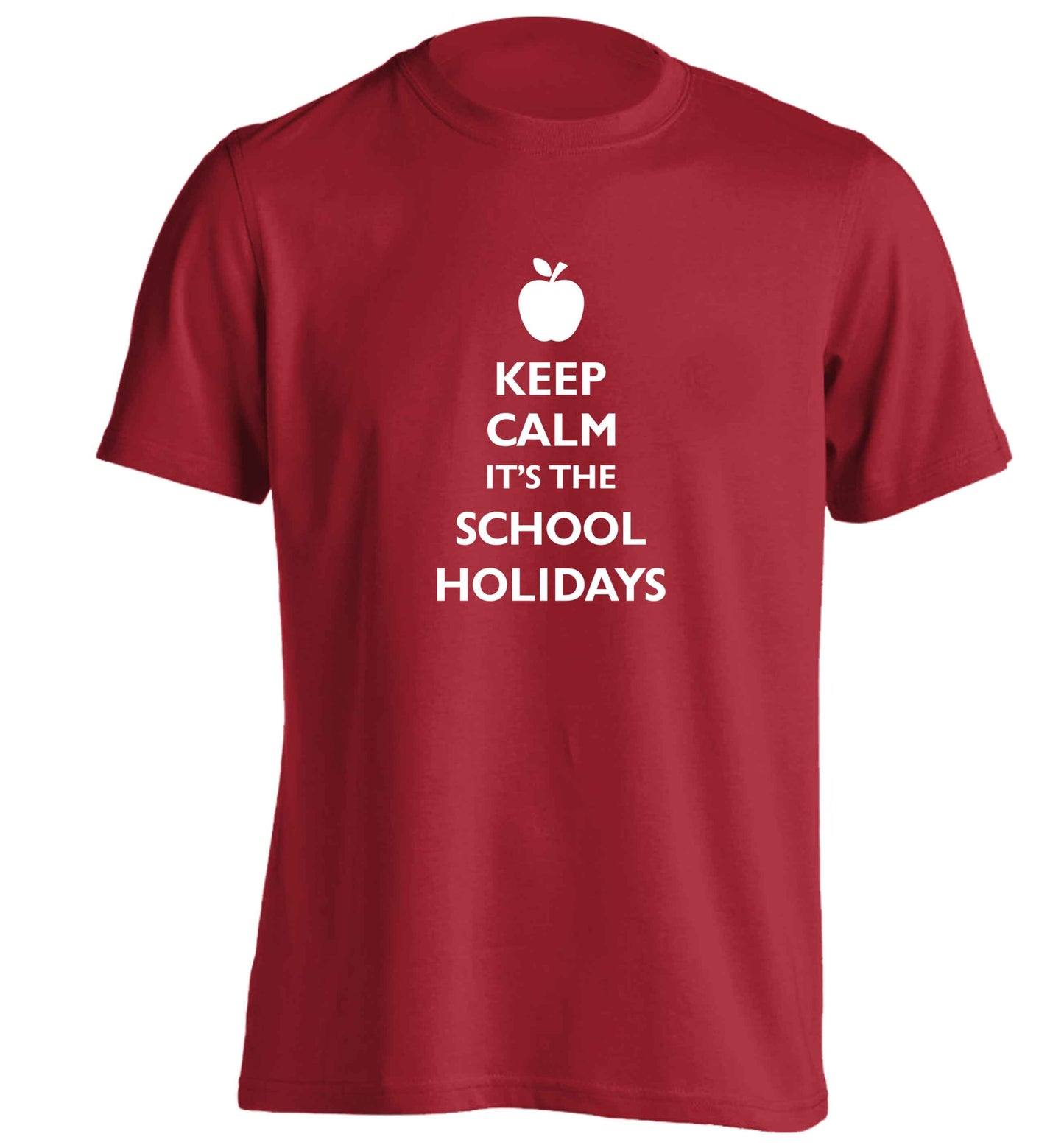 Keep calm it's the school holidays adults unisex red Tshirt 2XL