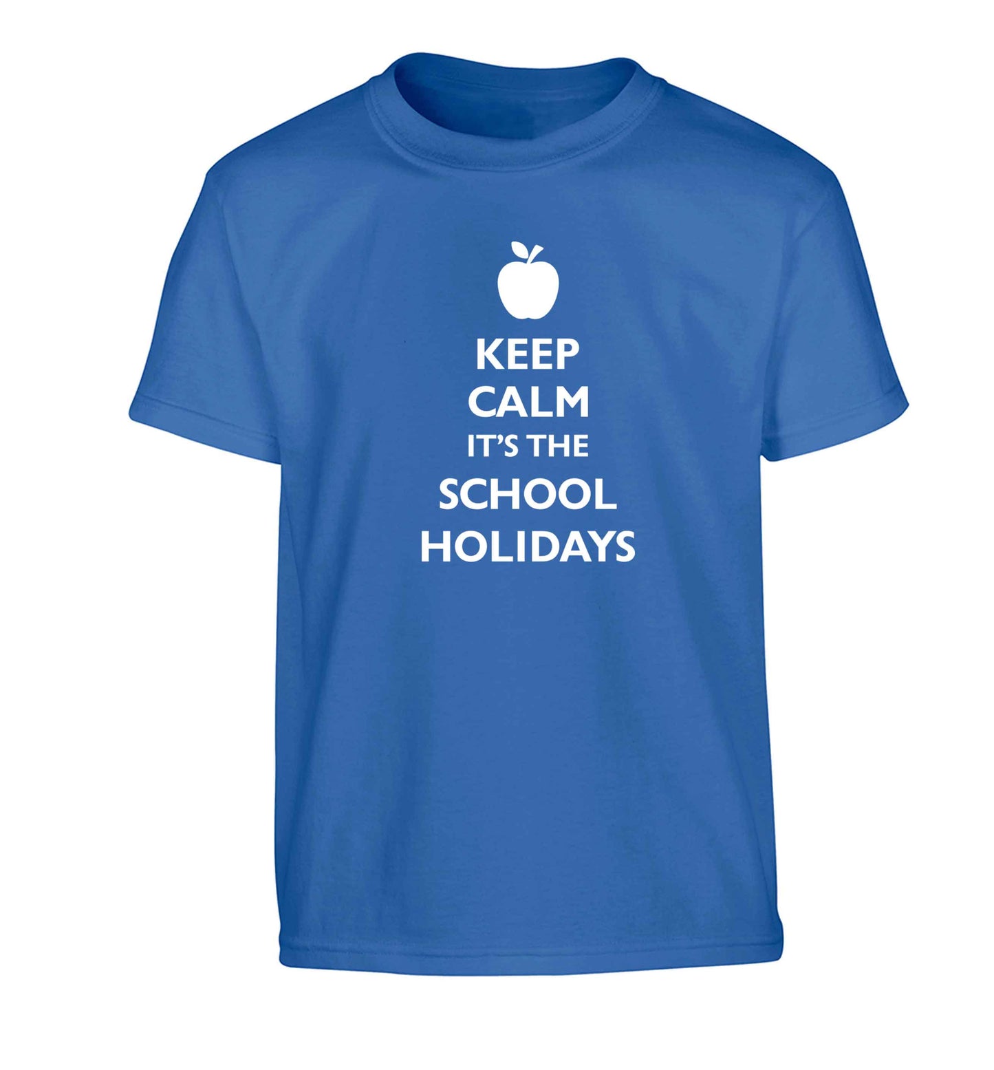 Keep calm it's the school holidays Children's blue Tshirt 12-13 Years