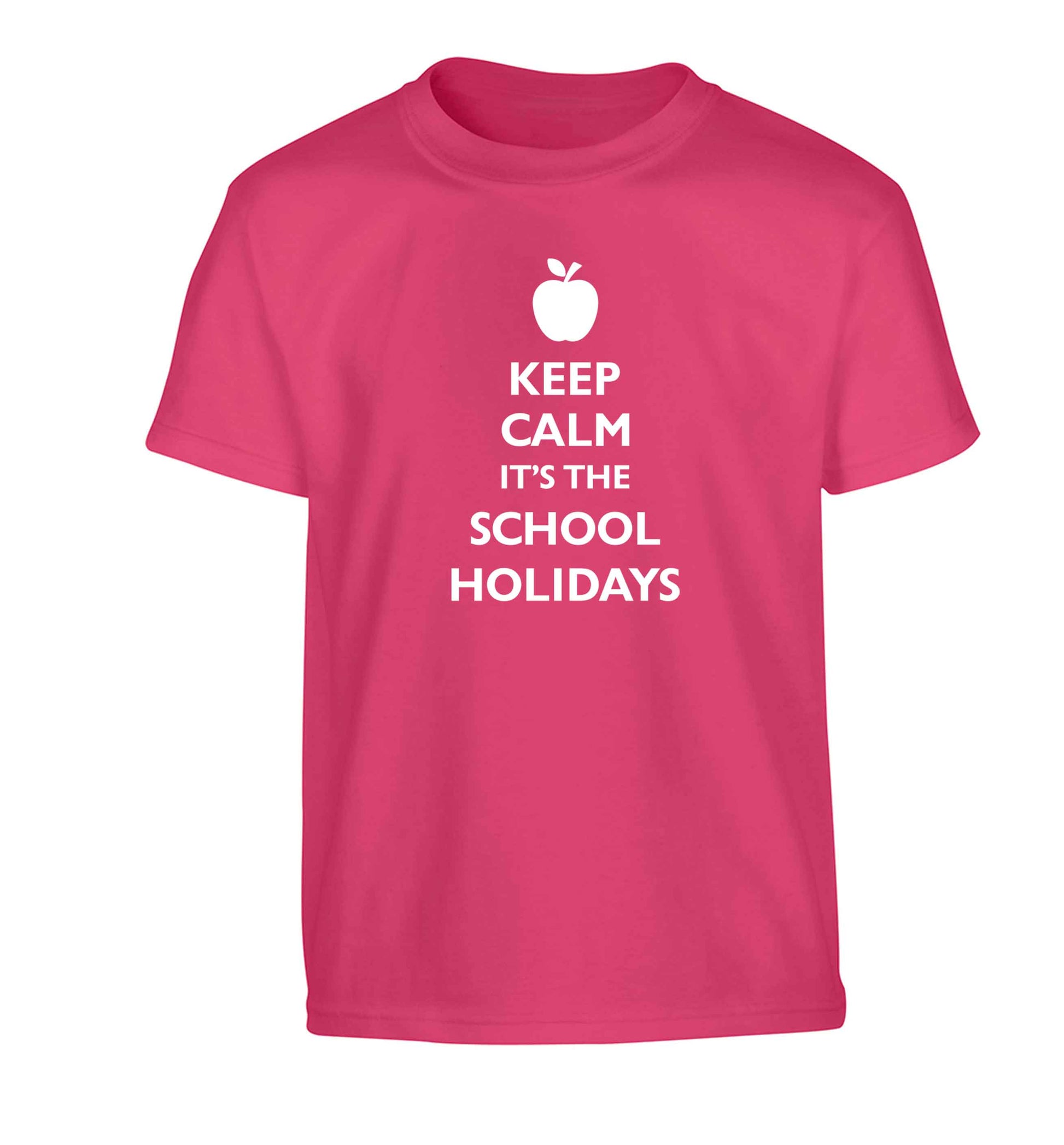 Keep calm it's the school holidays Children's pink Tshirt 12-13 Years