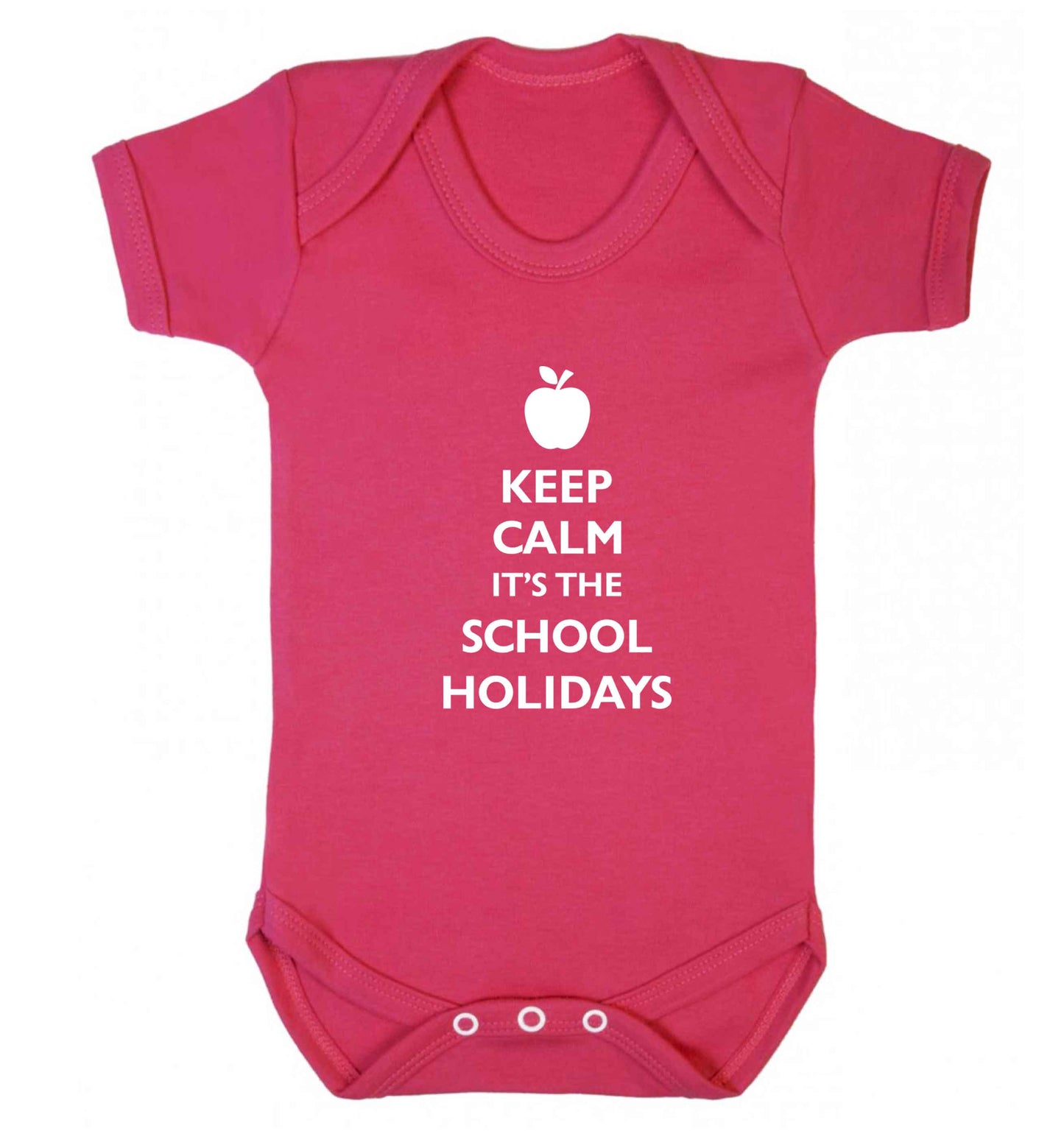 Keep calm it's the school holidays baby vest dark pink 18-24 months