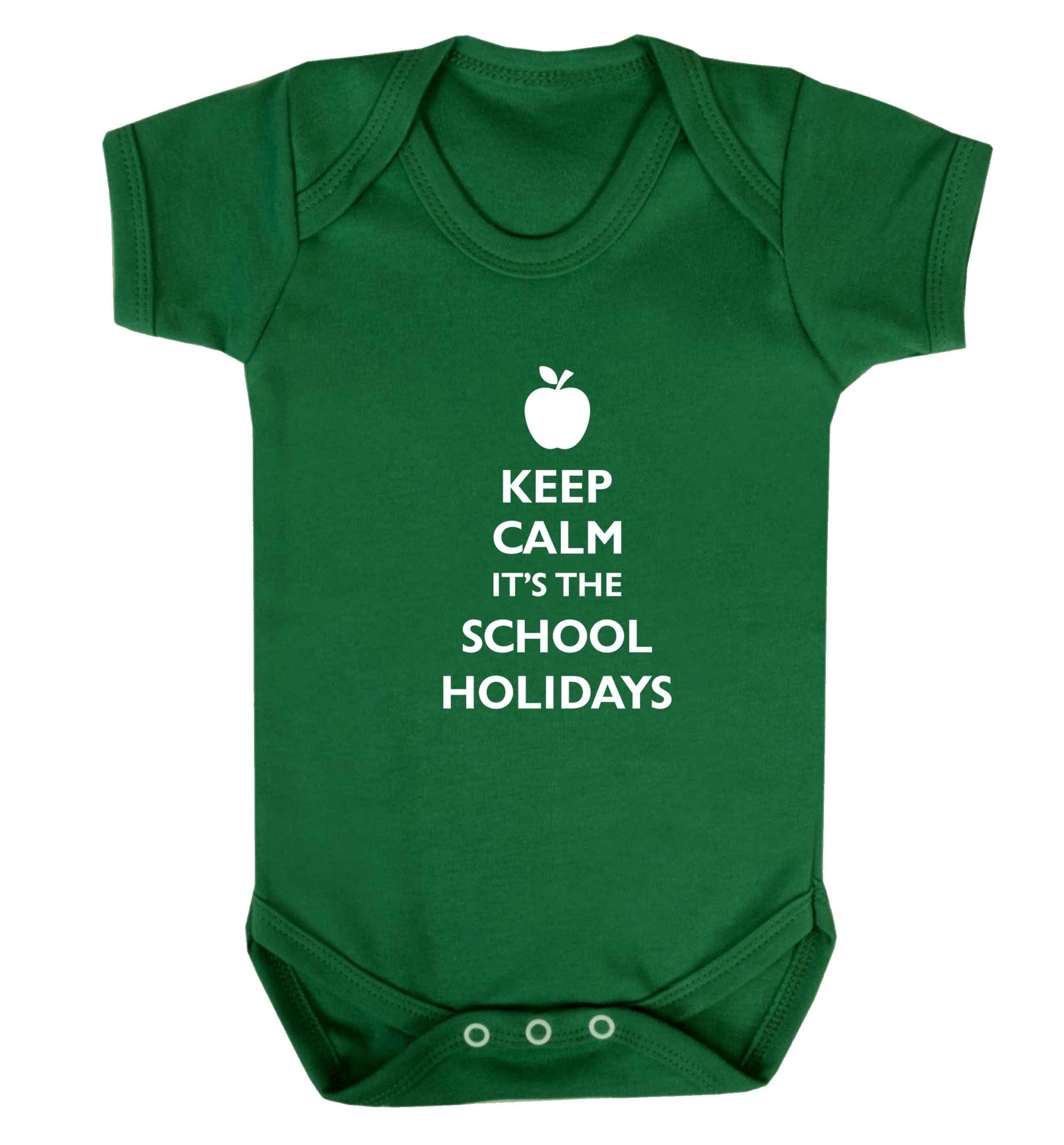 Keep calm it's the school holidays baby vest green 18-24 months