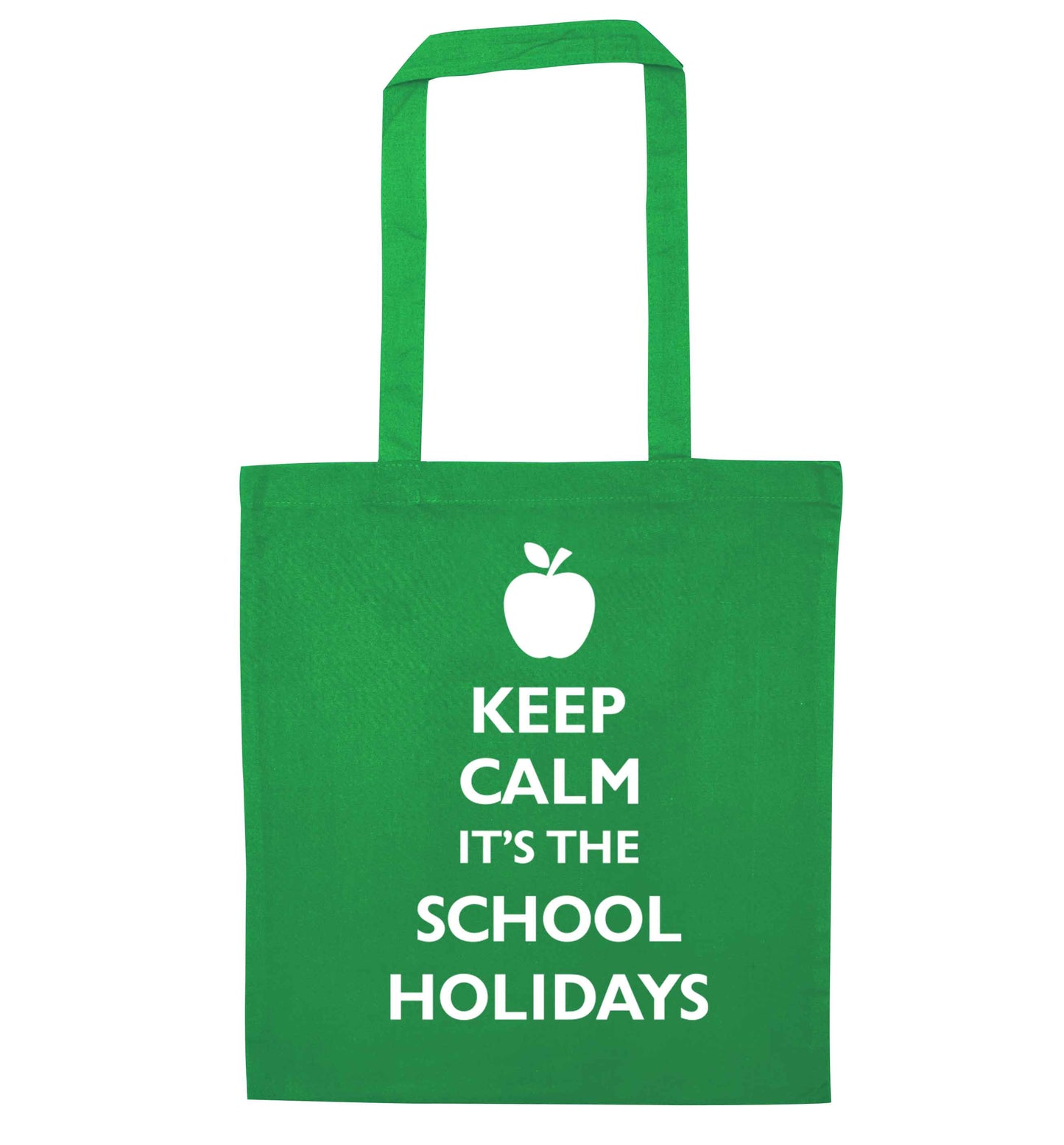 Keep calm it's the school holidays green tote bag