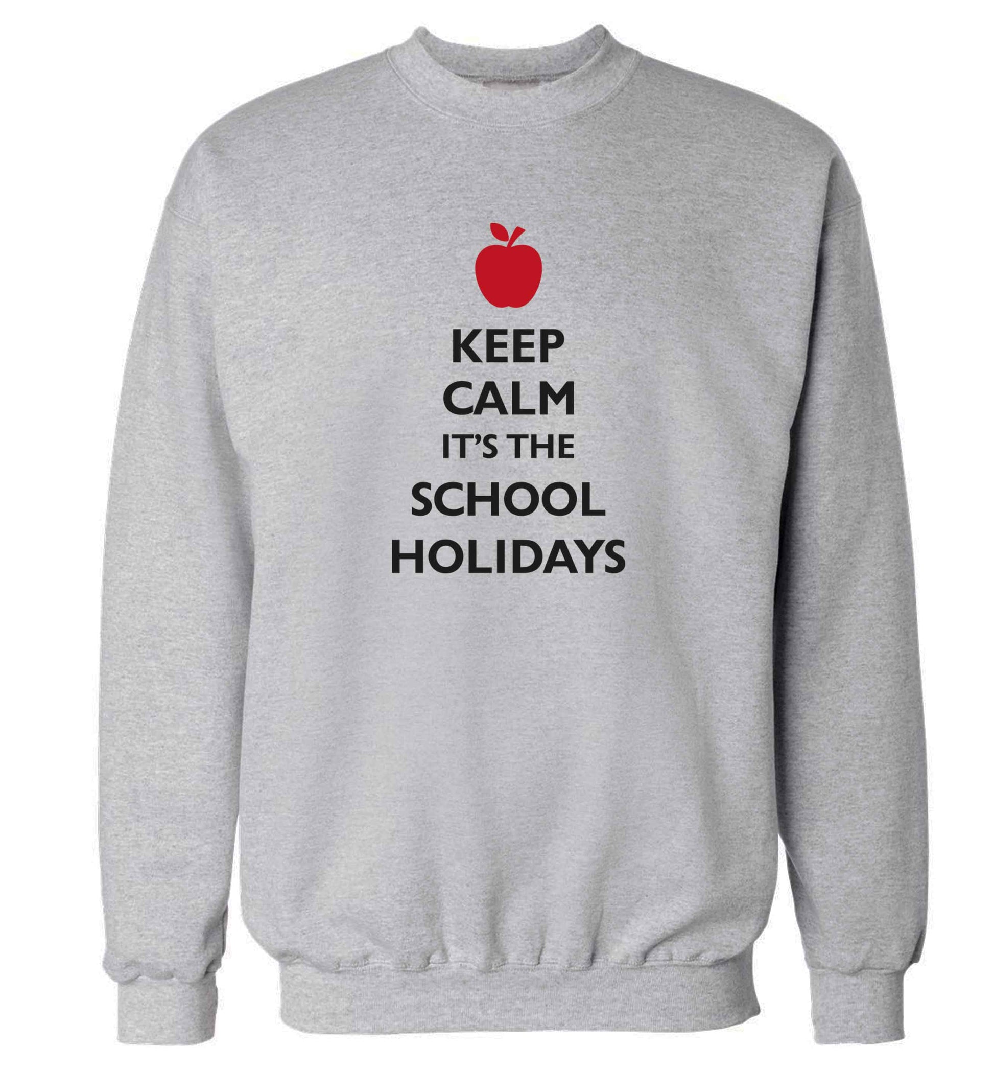 Keep calm it's the school holidays adult's unisex grey sweater 2XL