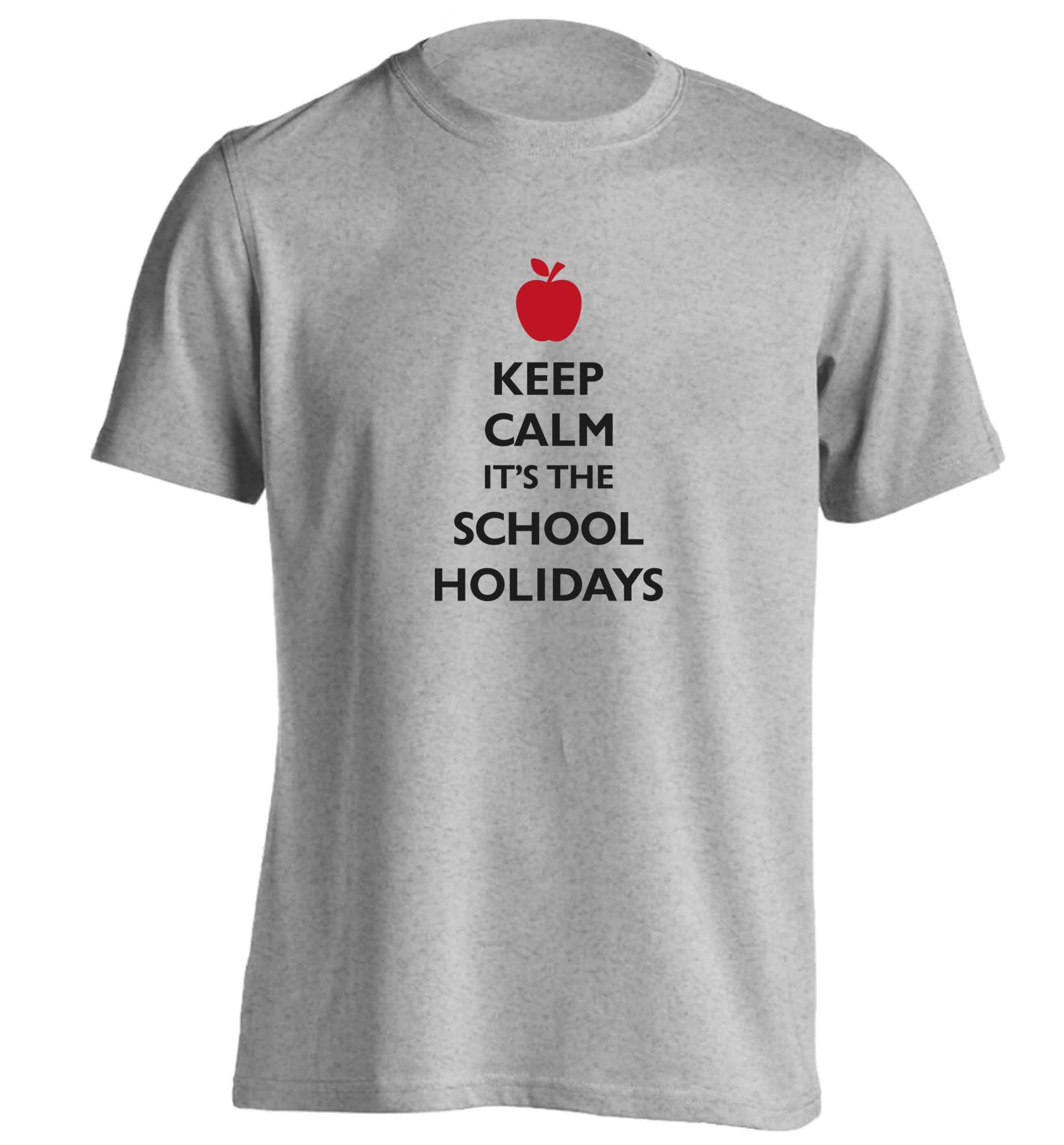 Keep calm it's the school holidays adults unisex grey Tshirt 2XL