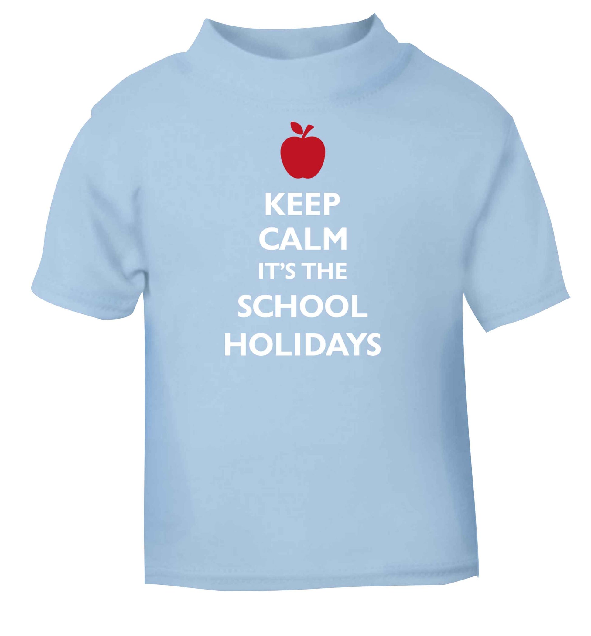 Keep calm it's the school holidays light blue baby toddler Tshirt 2 Years