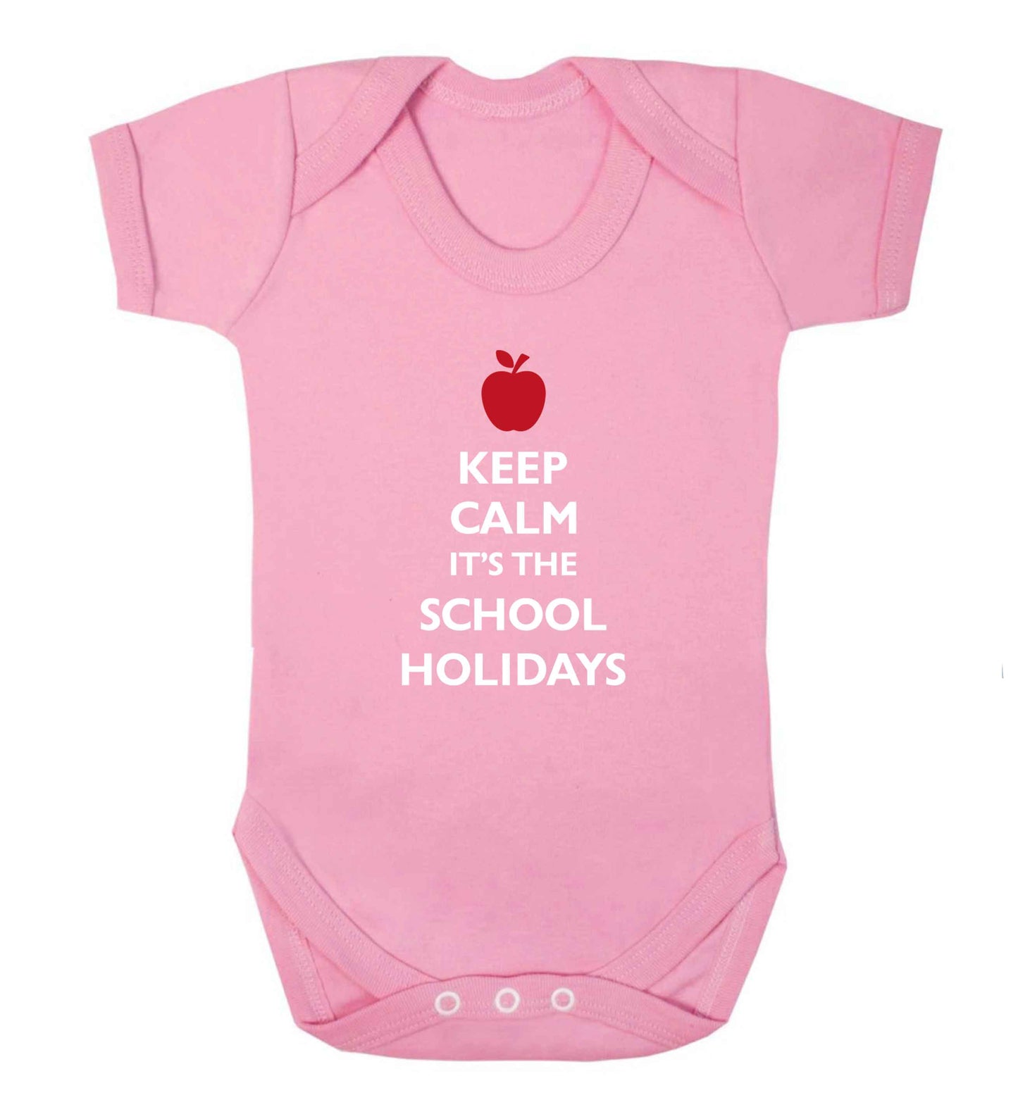 Keep calm it's the school holidays baby vest pale pink 18-24 months