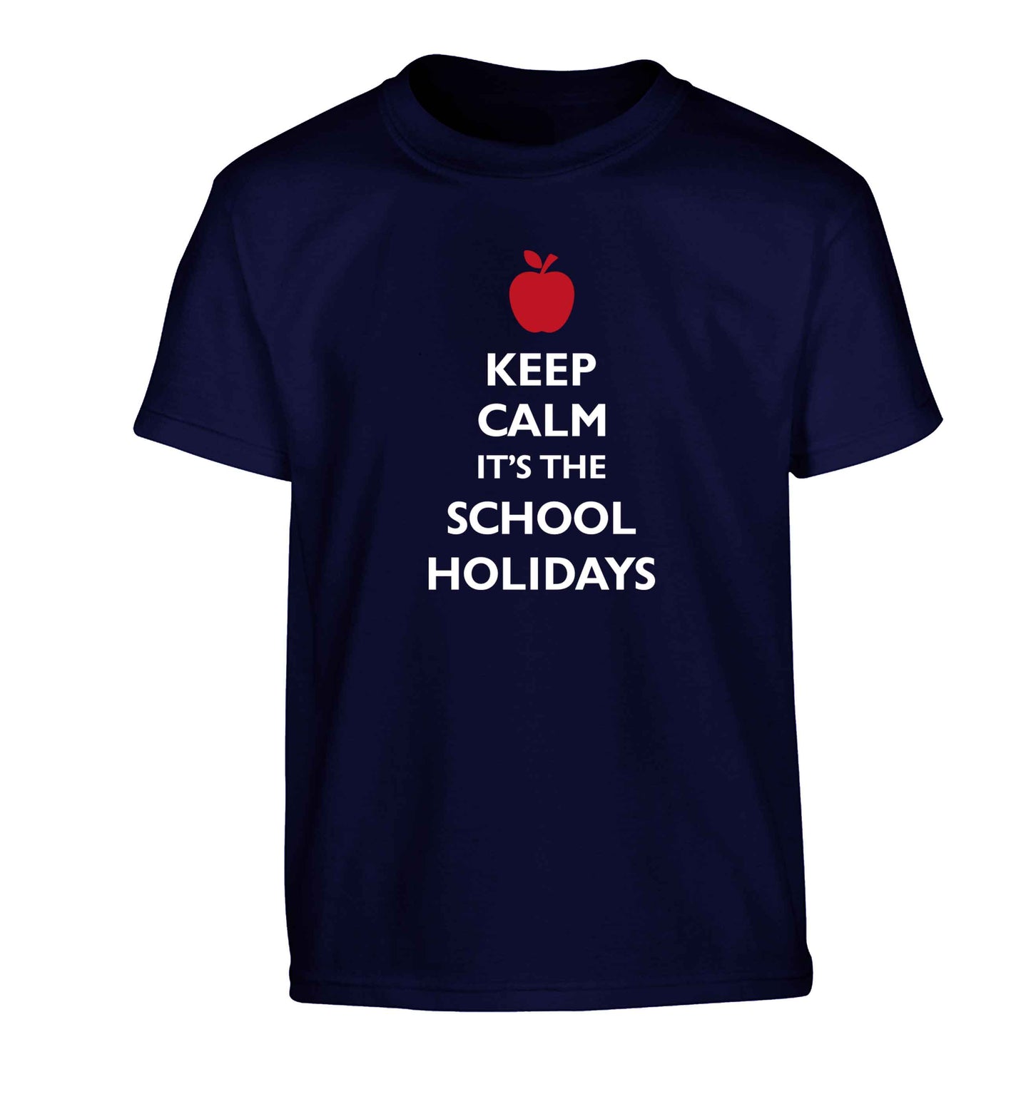 Keep calm it's the school holidays Children's navy Tshirt 12-13 Years