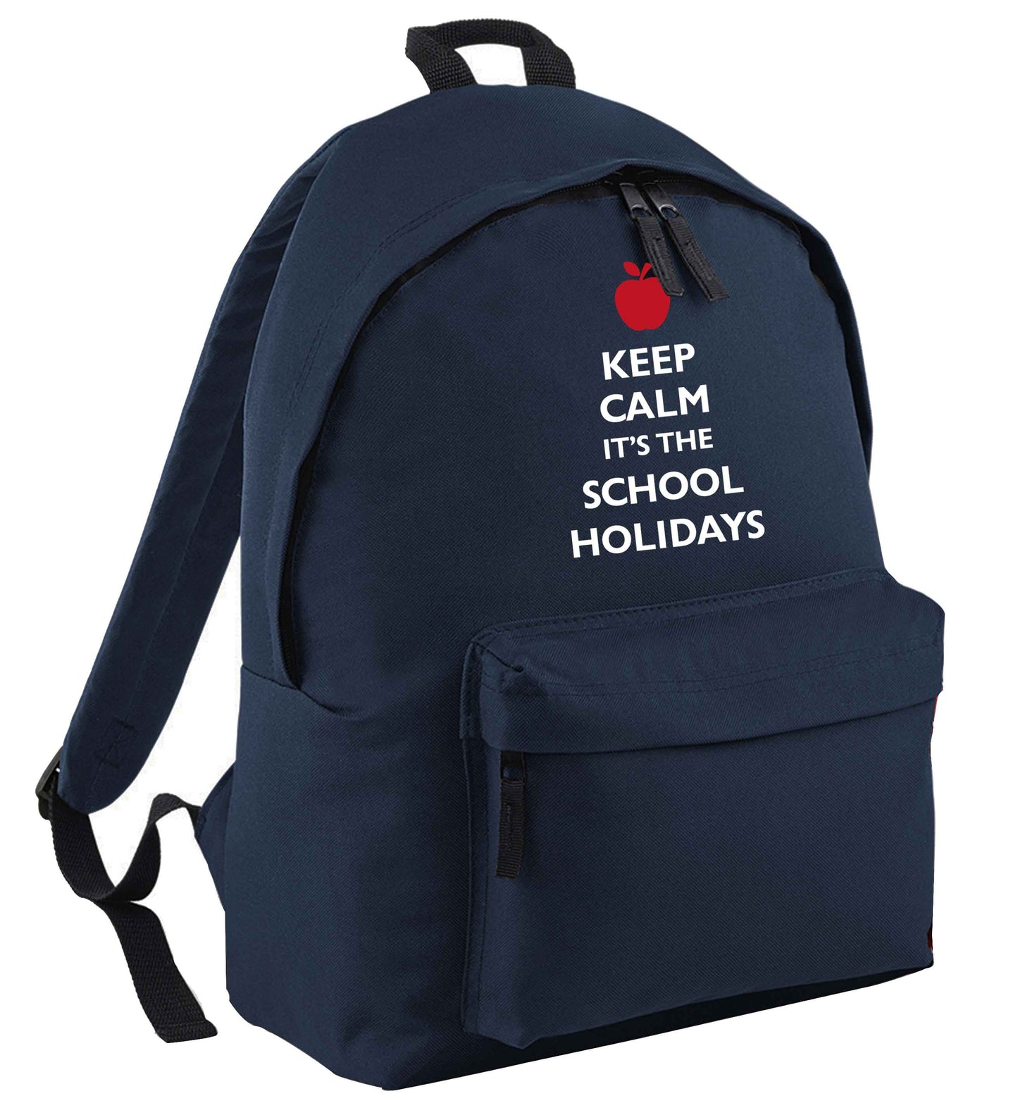 Keep calm it's the school holidays navy adults backpack