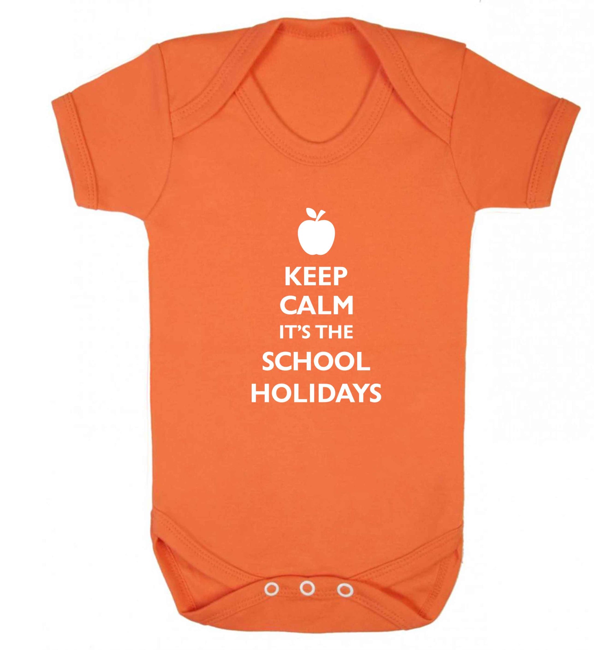 Keep calm it's the school holidays baby vest orange 18-24 months