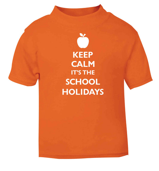 Keep calm it's the school holidays orange baby toddler Tshirt 2 Years