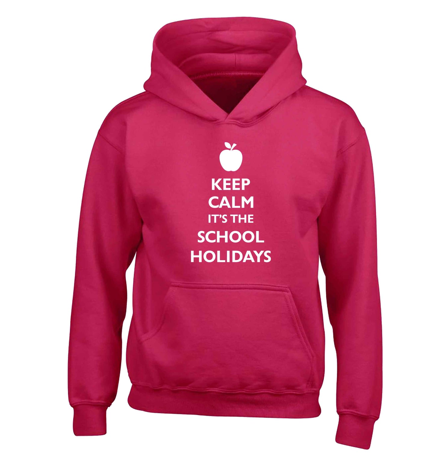 Keep calm it's the school holidays children's pink hoodie 12-13 Years