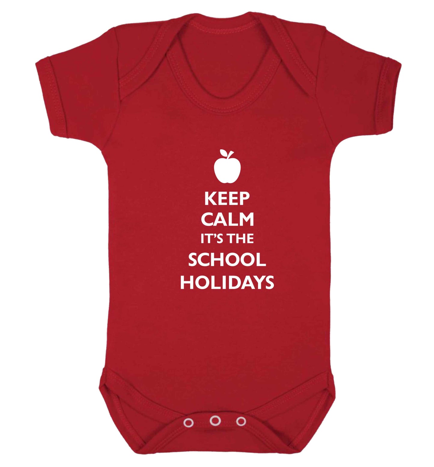 Keep calm it's the school holidays baby vest red 18-24 months