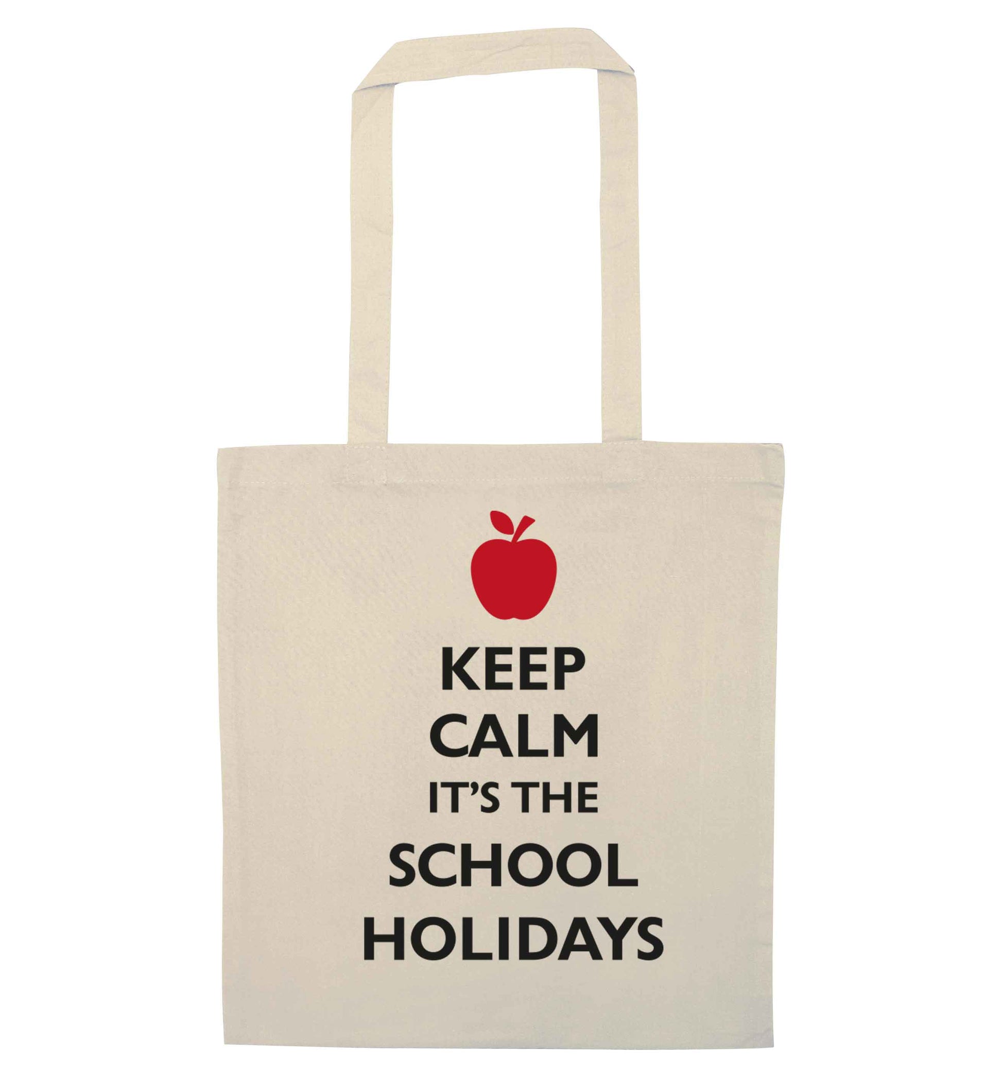 Keep calm it's the school holidays natural tote bag