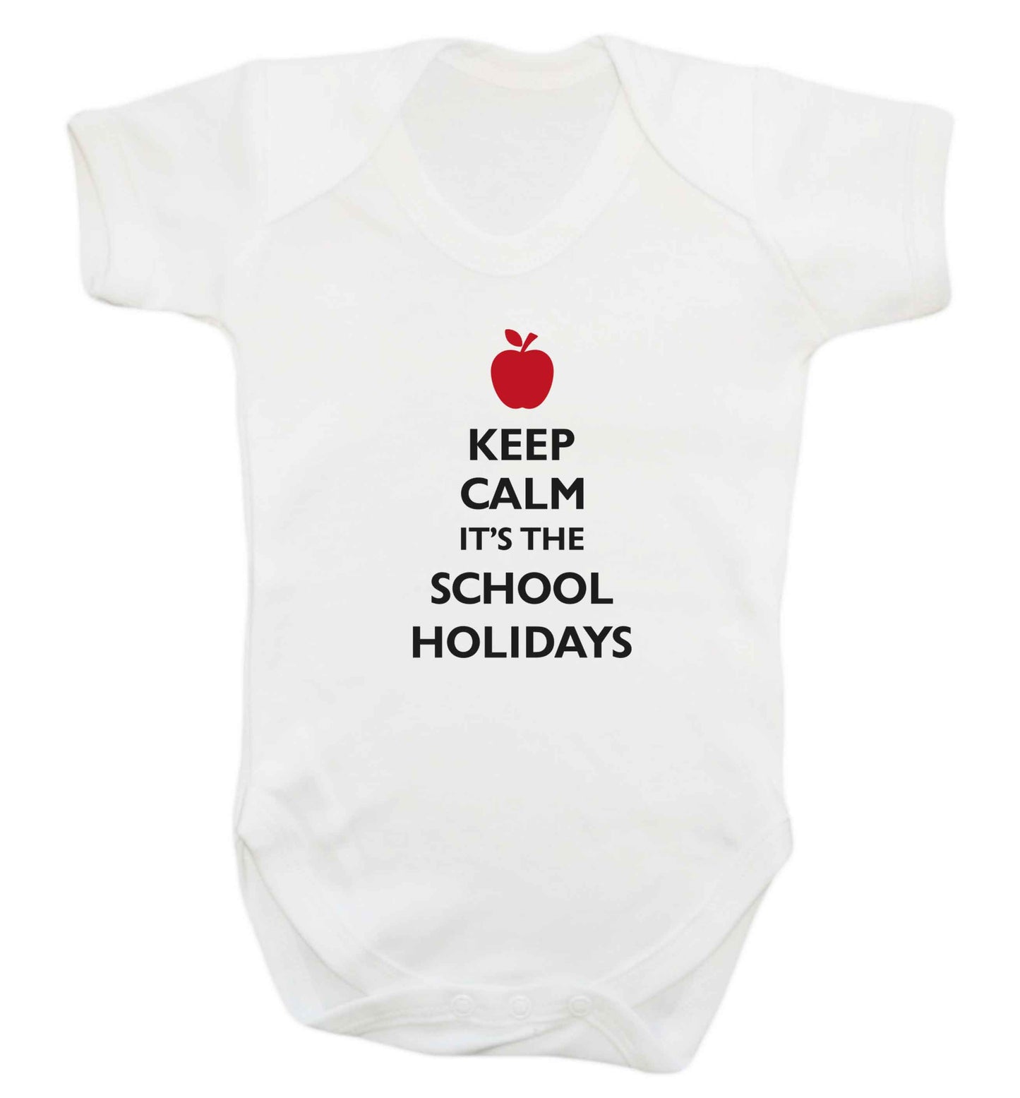 Keep calm it's the school holidays baby vest white 18-24 months