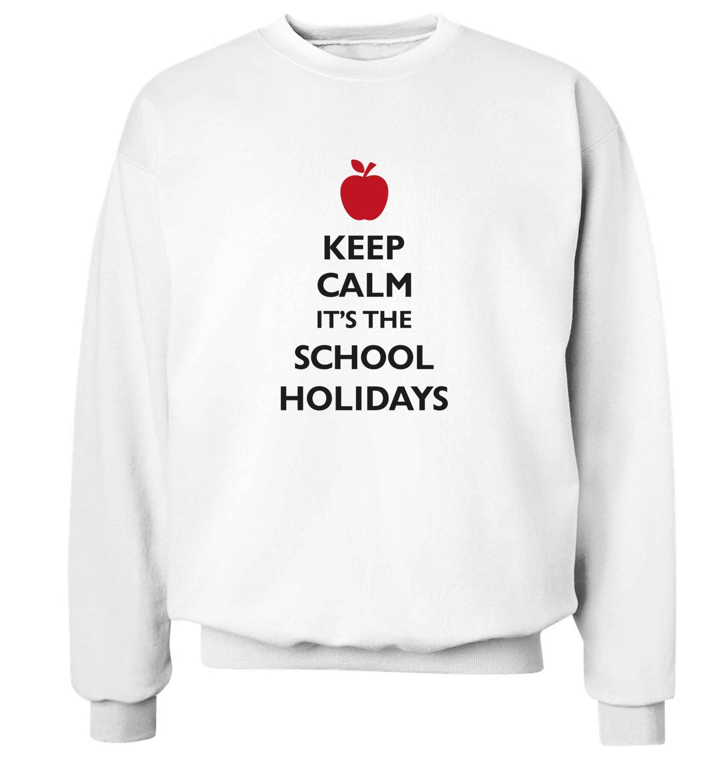 Keep calm it's the school holidays adult's unisex white sweater 2XL