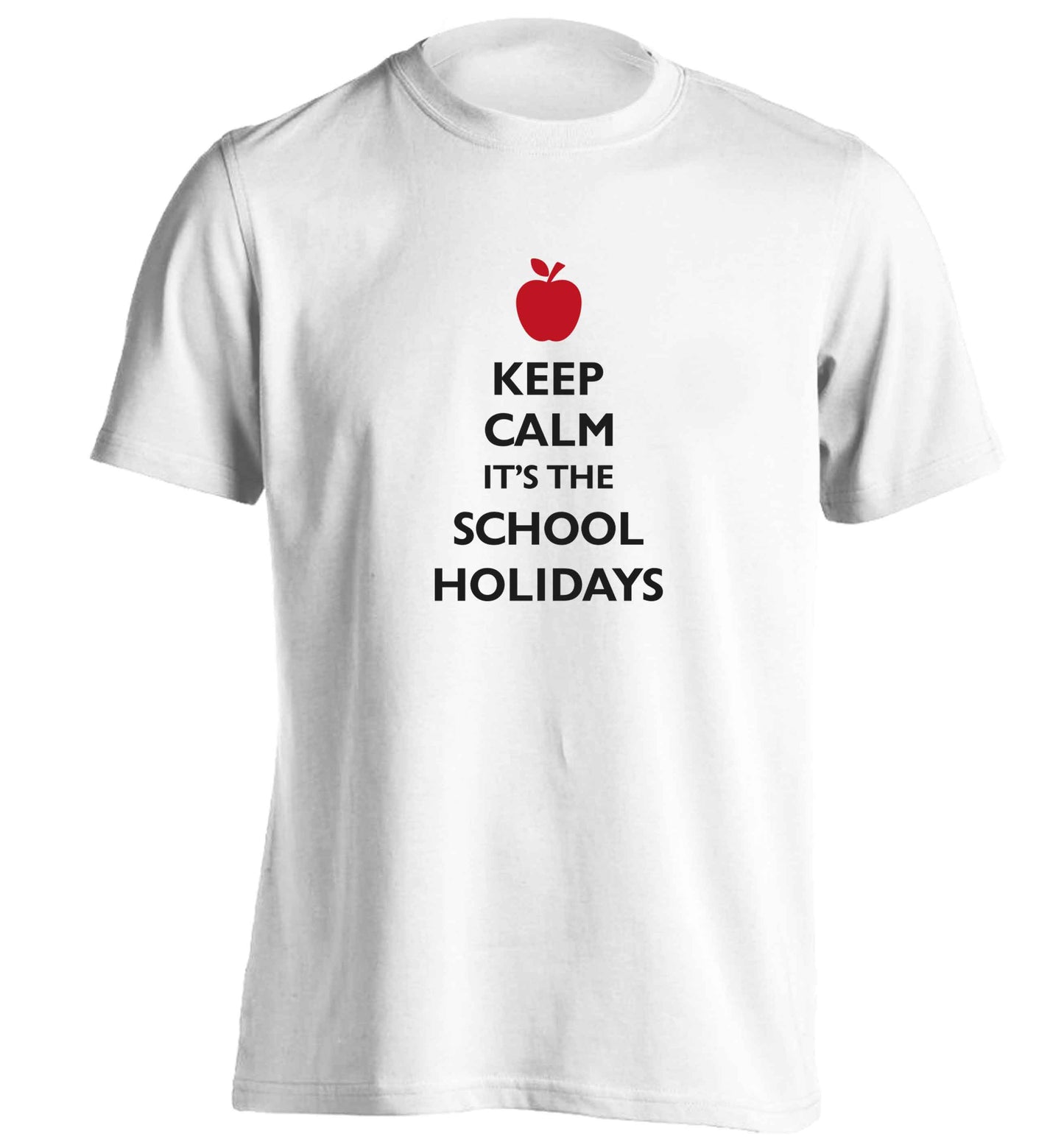 Keep calm it's the school holidays adults unisex white Tshirt 2XL