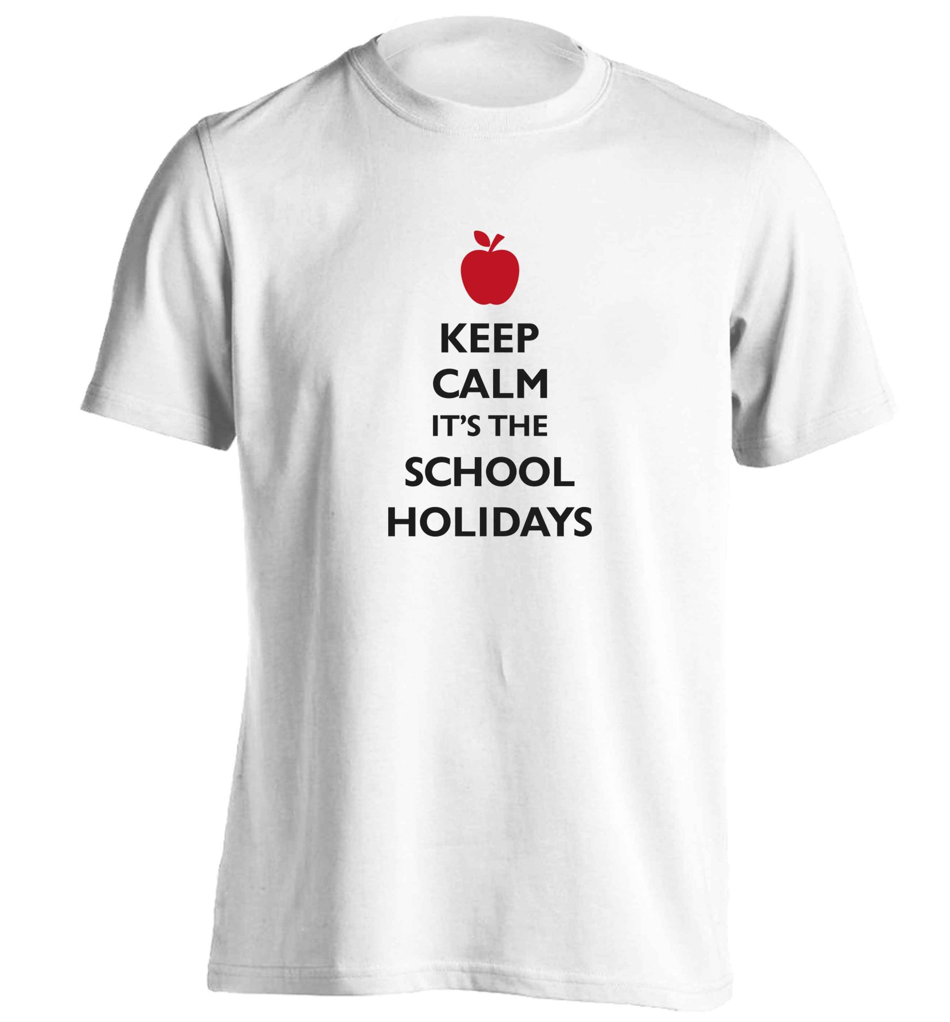 Keep calm it's the school holidays adults unisex white Tshirt 2XL