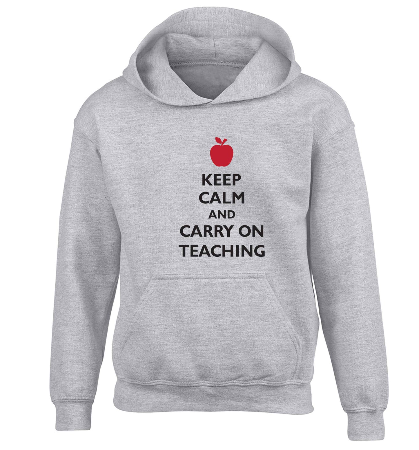 Keep calm and carry on teaching children's grey hoodie 12-13 Years